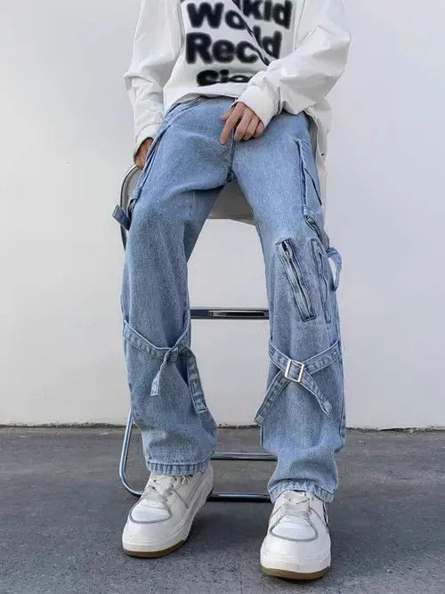 Japanese Brand x Min High Street Vintage Loose Fit Jeans Light Blue Size US 32 / EU 48 - 3 Thumbnail