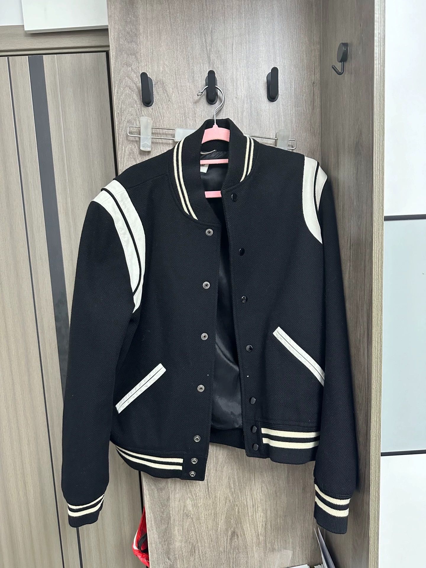 Saint Laurent Paris Black Varsity Bomber Jacket Size M Size US M / EU 48-50 / 2 - 1 Thumbnail