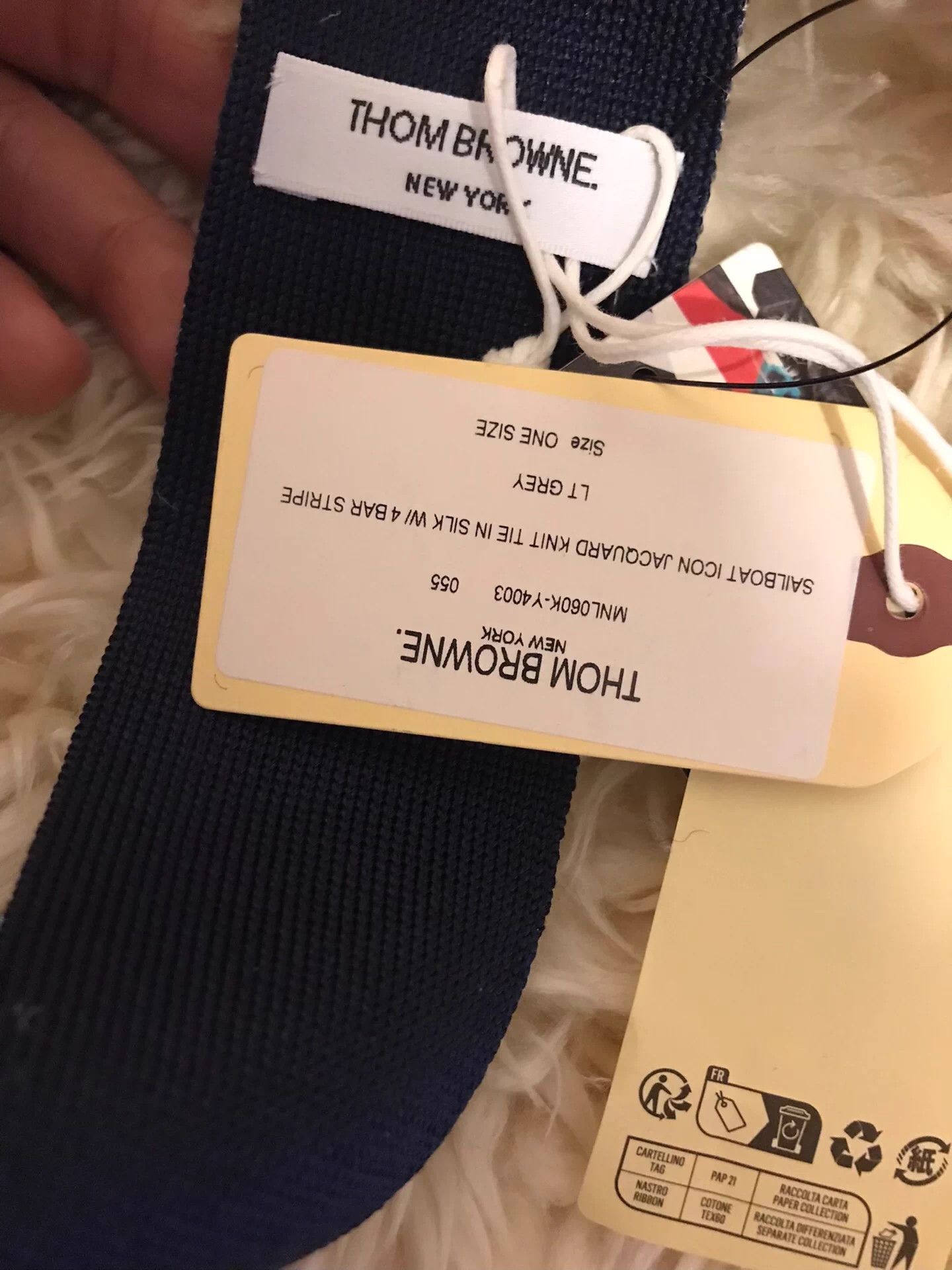 Thom Browne Thom Browne Classic Silk Sailboat Pattern Gray & Black Tie Size ONE SIZE - 5 Thumbnail