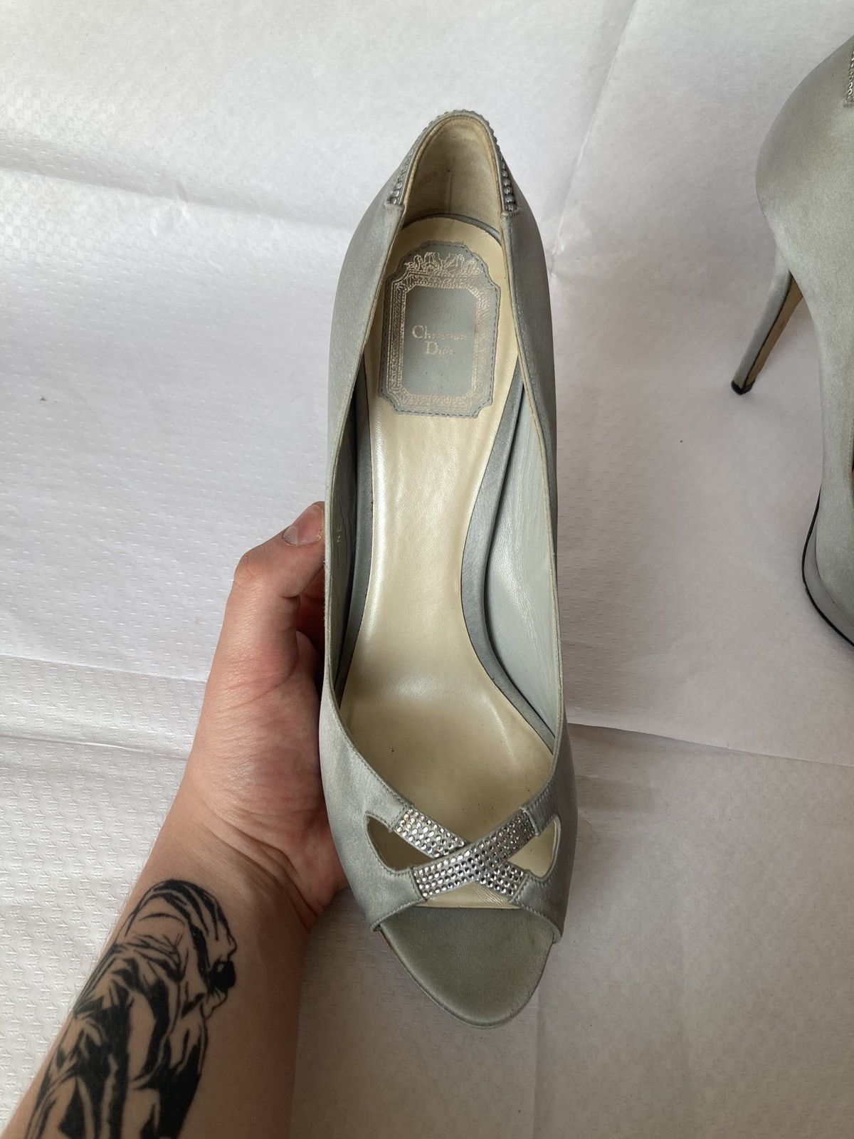 Dior Christian Dior Silver Satine Heels Vintage Archive Rare Size US 9.5 / IT 39.5 - 2 Thumbnail