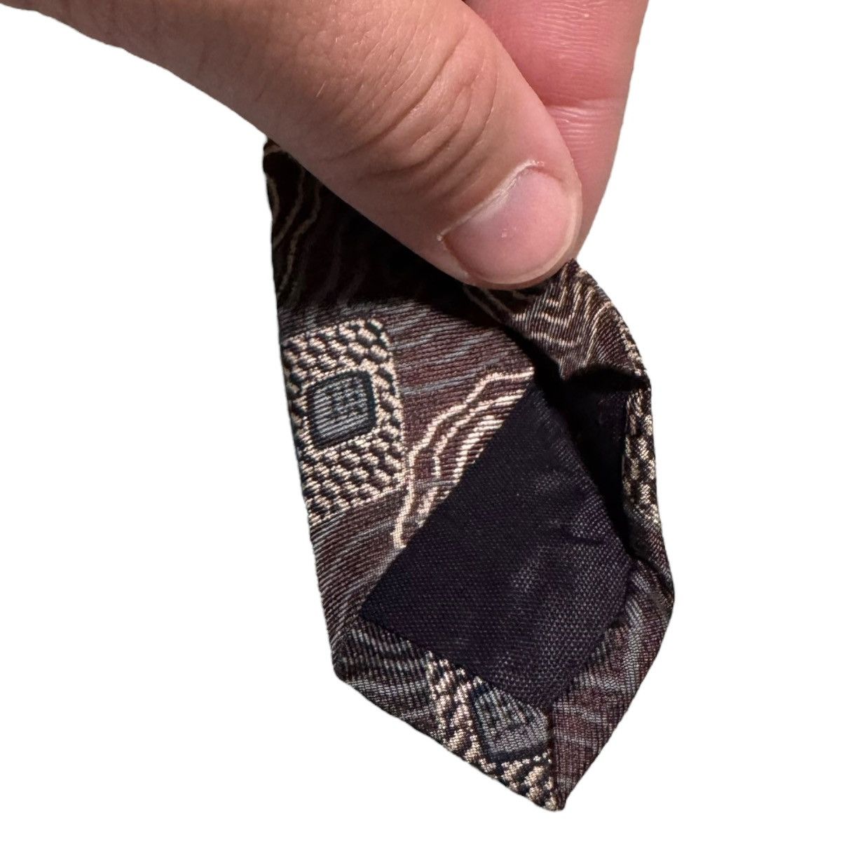 Fendi Fendi Silk Geometric Patterned Brown Men’s Tie 57.25x3.5 Size ONE SIZE - 5 Thumbnail