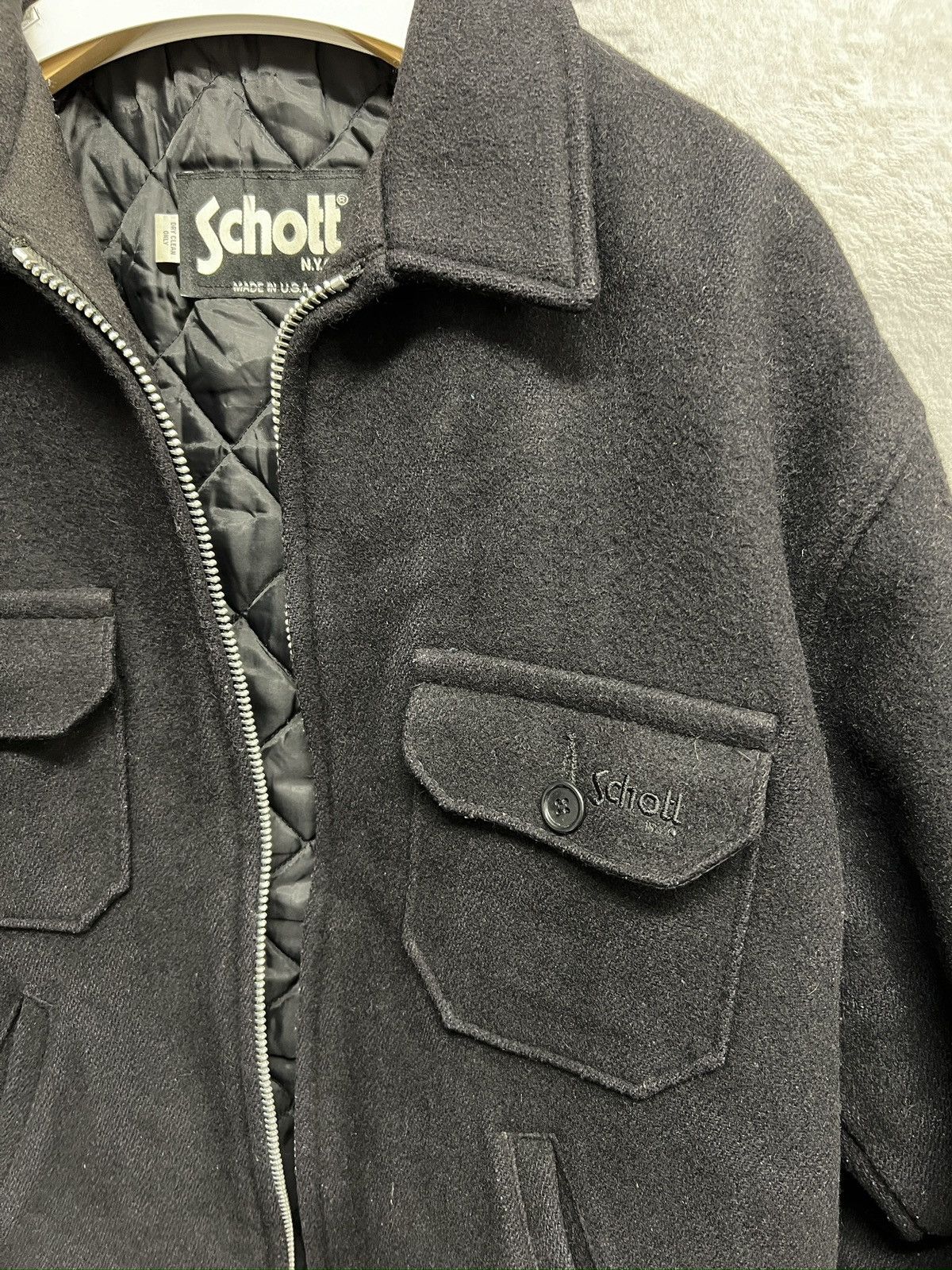 Designer × Schott Vintage schott nyc jacket wool black pockets made in usa Size US L / EU 52-54 / 3 - 2 Thumbnail