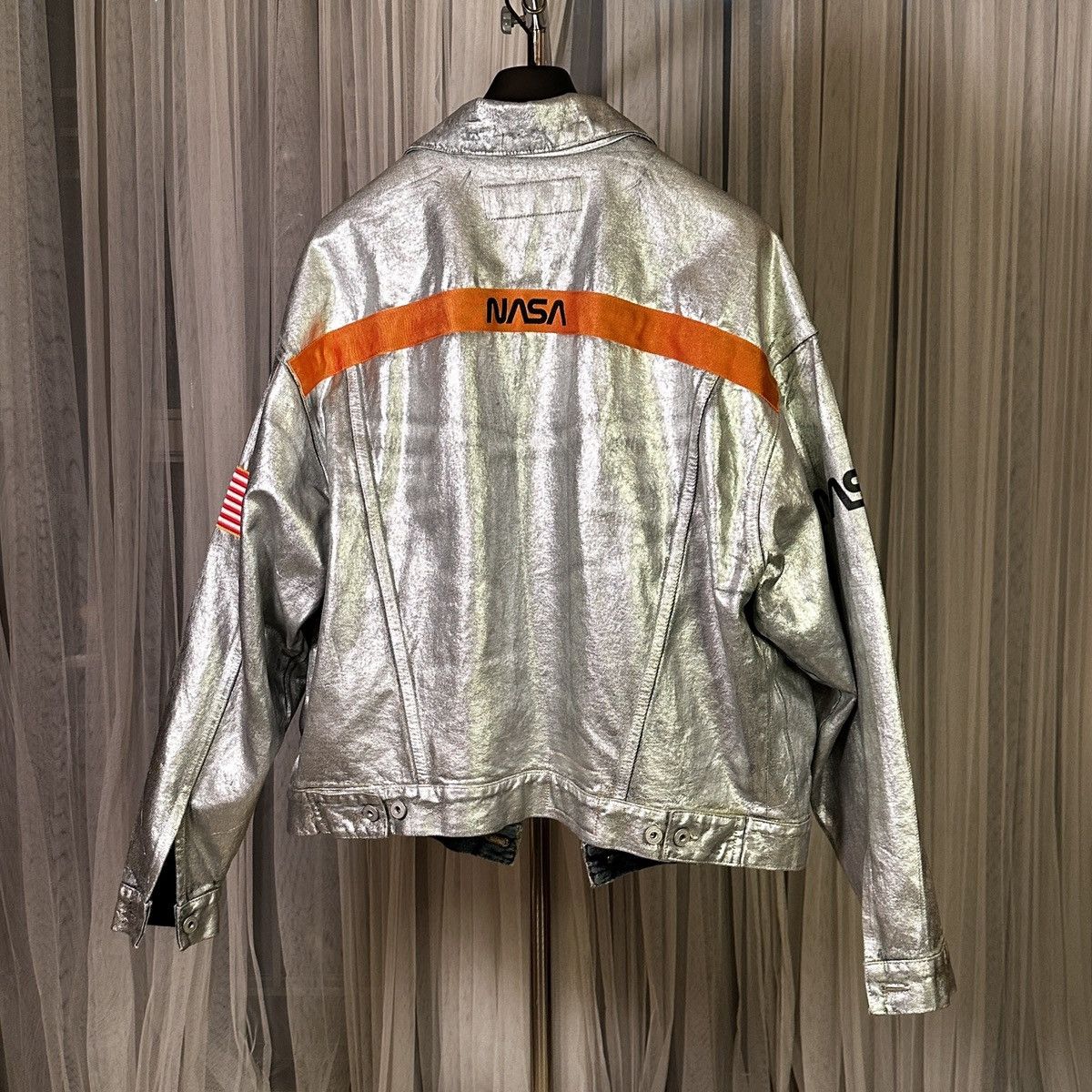 Heron Preston Heron Preston X Nasa Silver Denim Jacket Silver The Webster Grailed