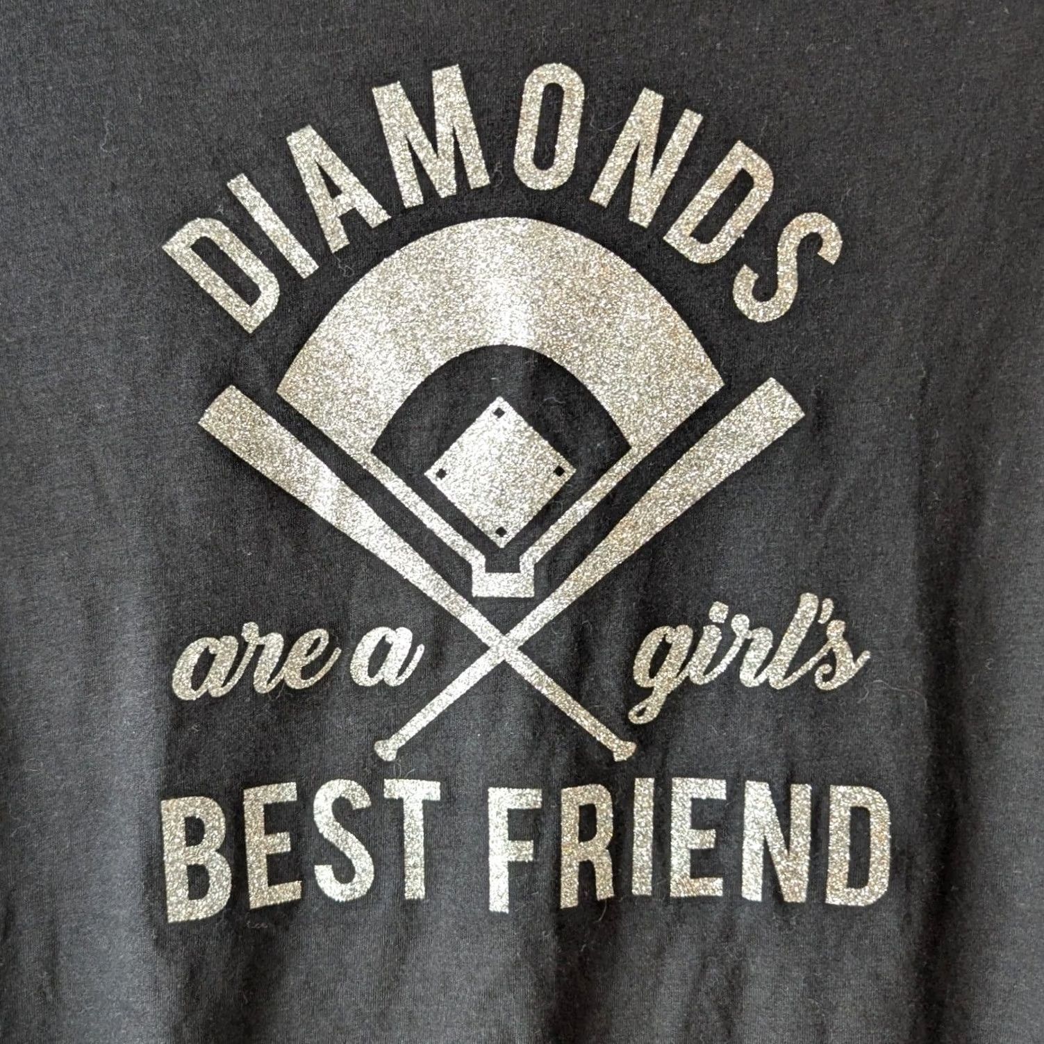 Vintage VINTAGE? No. Bella Canvas T-Shirt Black Glitter Baseball Graphic Girls XL 18-20 Size L / US 10 / IT 46 - 2 Thumbnail