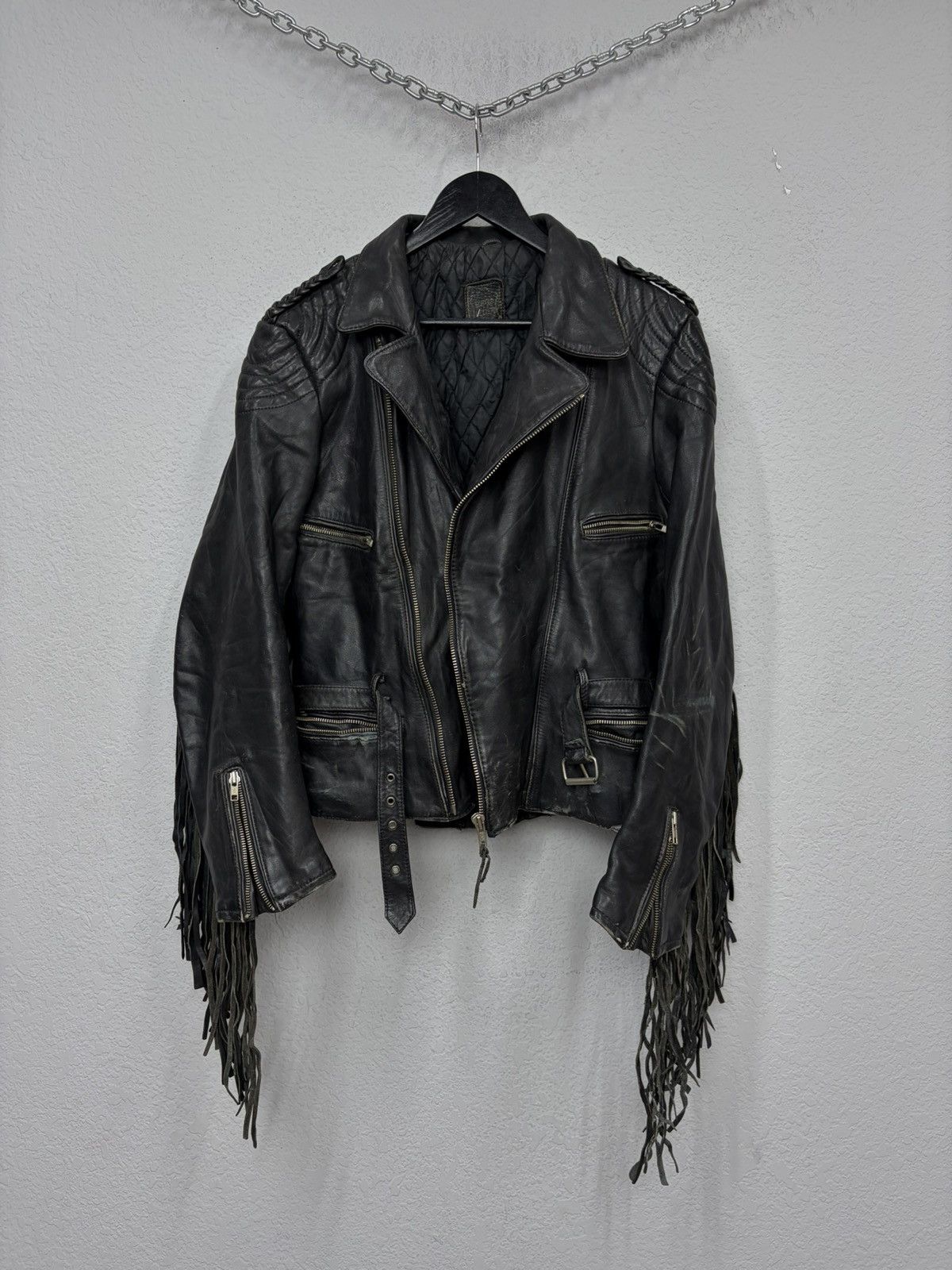 Hedi Slimane VTG Distressed Black Leather Biker Jacket Rick Owens Vibe Size US S / EU 44-46 / 1 - 11 Thumbnail