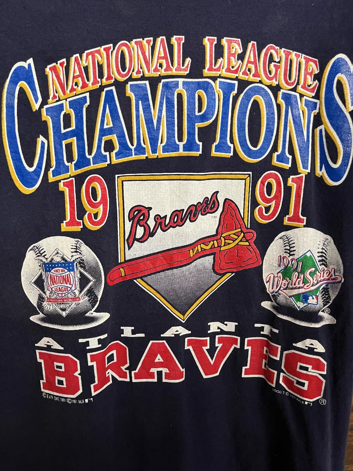 Fruit Of The Loom VTG Atlanta Braves T-shirt 1991 National League Champs L Size US L / EU 52-54 / 3 - 3 Thumbnail