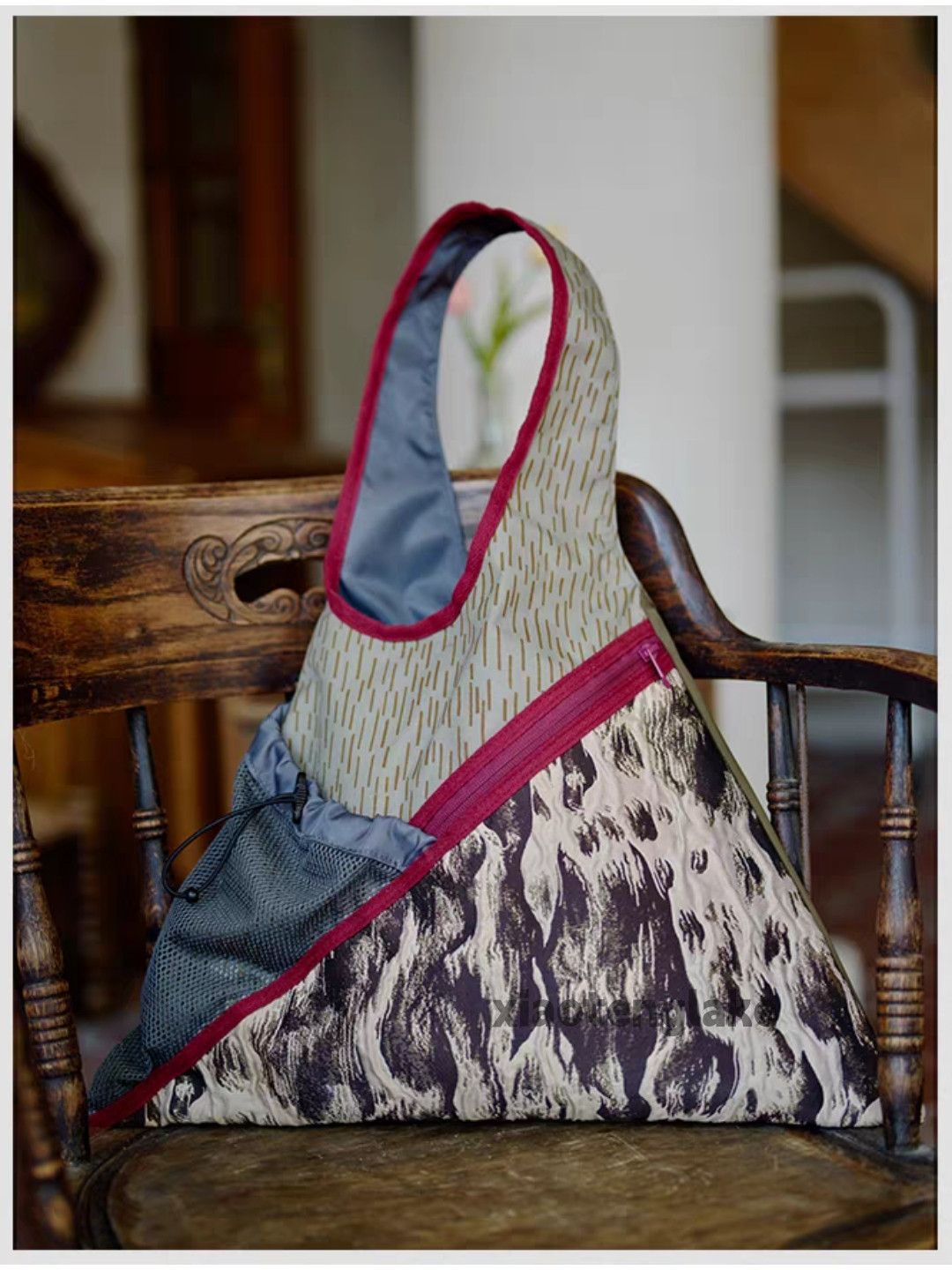 Vintage Unisex utility patchwork pattern graphic shoulder bag Size ONE SIZE - 5 Thumbnail