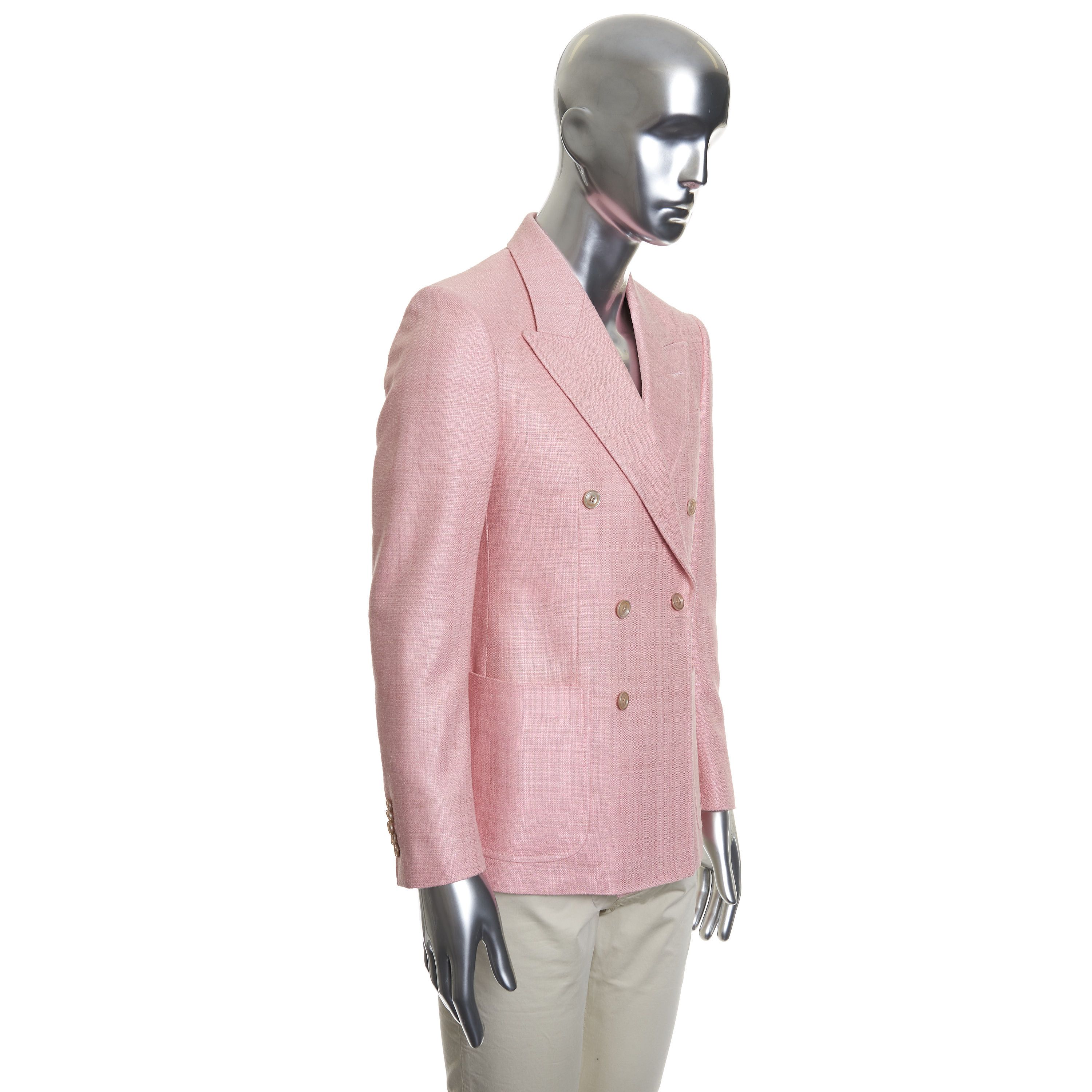 Gucci Double Breasted Blazer Jacket In Pink Bourette Silk Size 36R - 4 Thumbnail