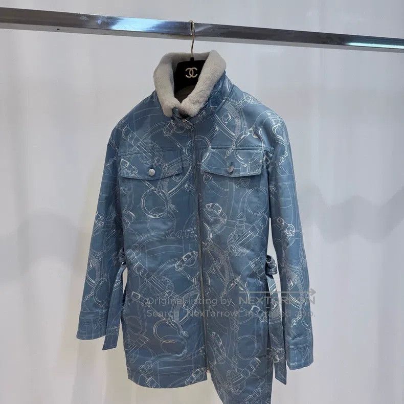 Hermes Hermes Blue and White Printed Parka Cotton Jacket Size XXS / US 00 / IT 34 - 3 Thumbnail