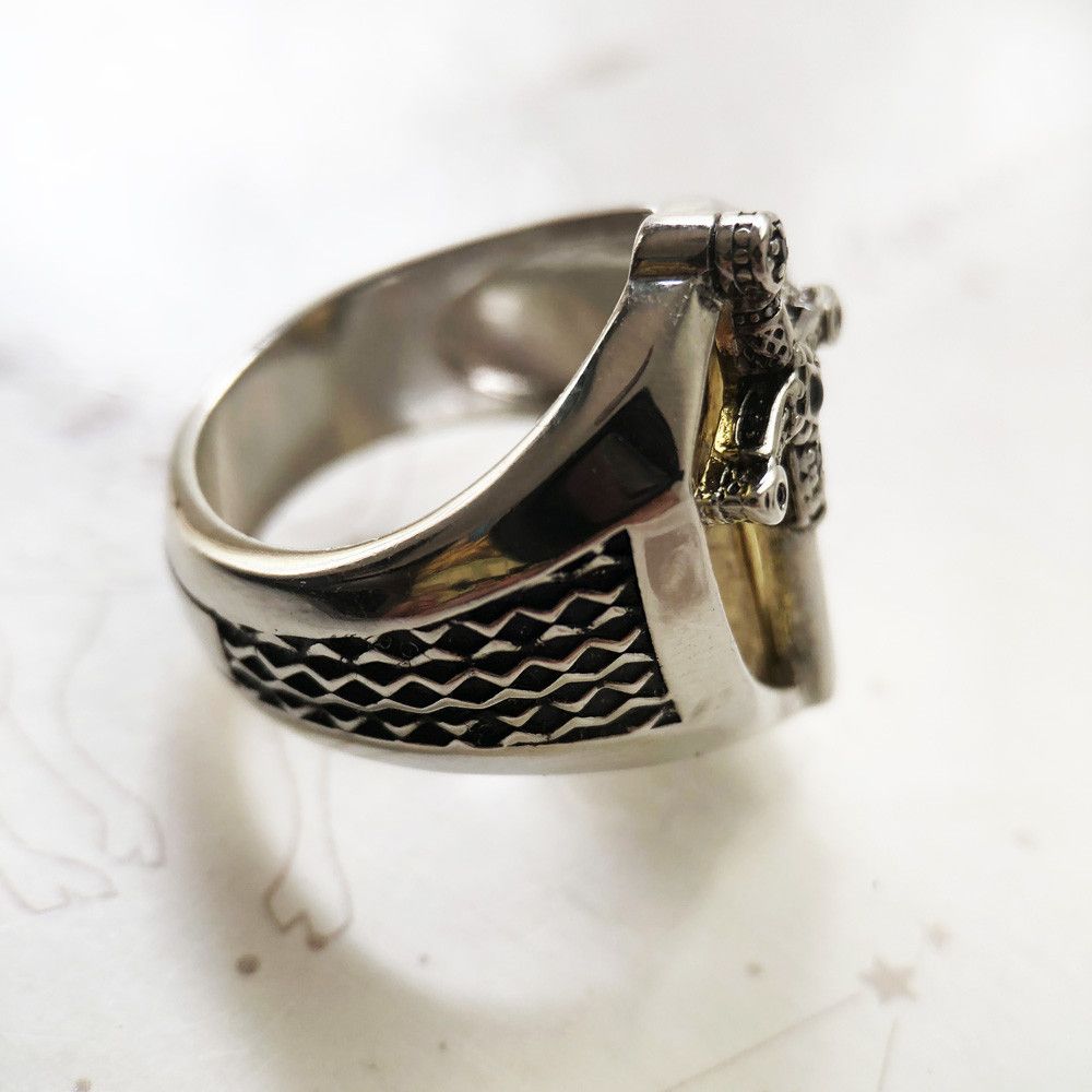 Jewelry SIZE 9 925 Sterling Silver Sword Golden Signet Ring Size ONE SIZE - 2 Thumbnail