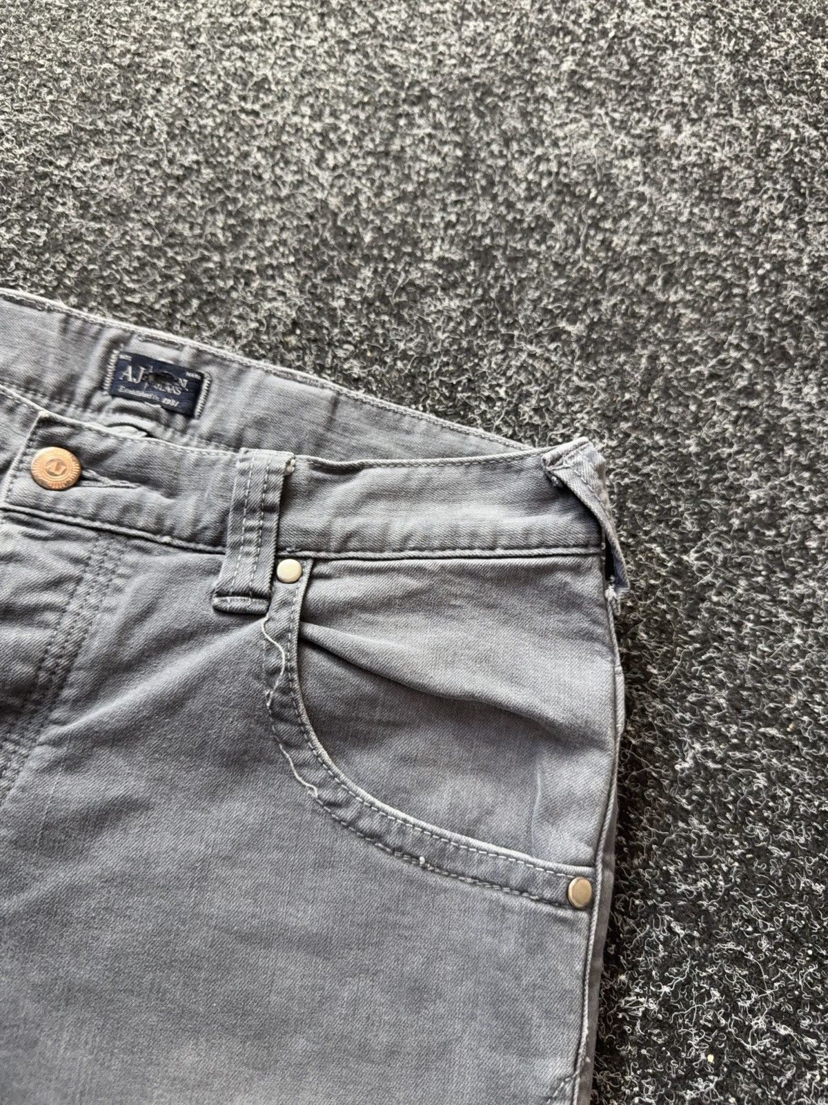 Armani 00s Armani Jeans AJ Distressed Faded Grey Slim Y2K Denim Size 28" / US 6 / IT 42 - 10 Thumbnail