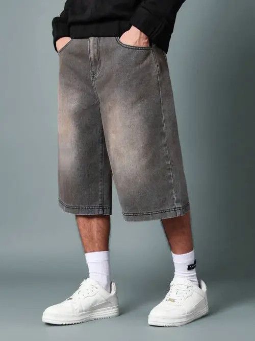 Jean Washed drip denim shorts jorts RETRO Size US 30 / EU 46 - 3 Thumbnail