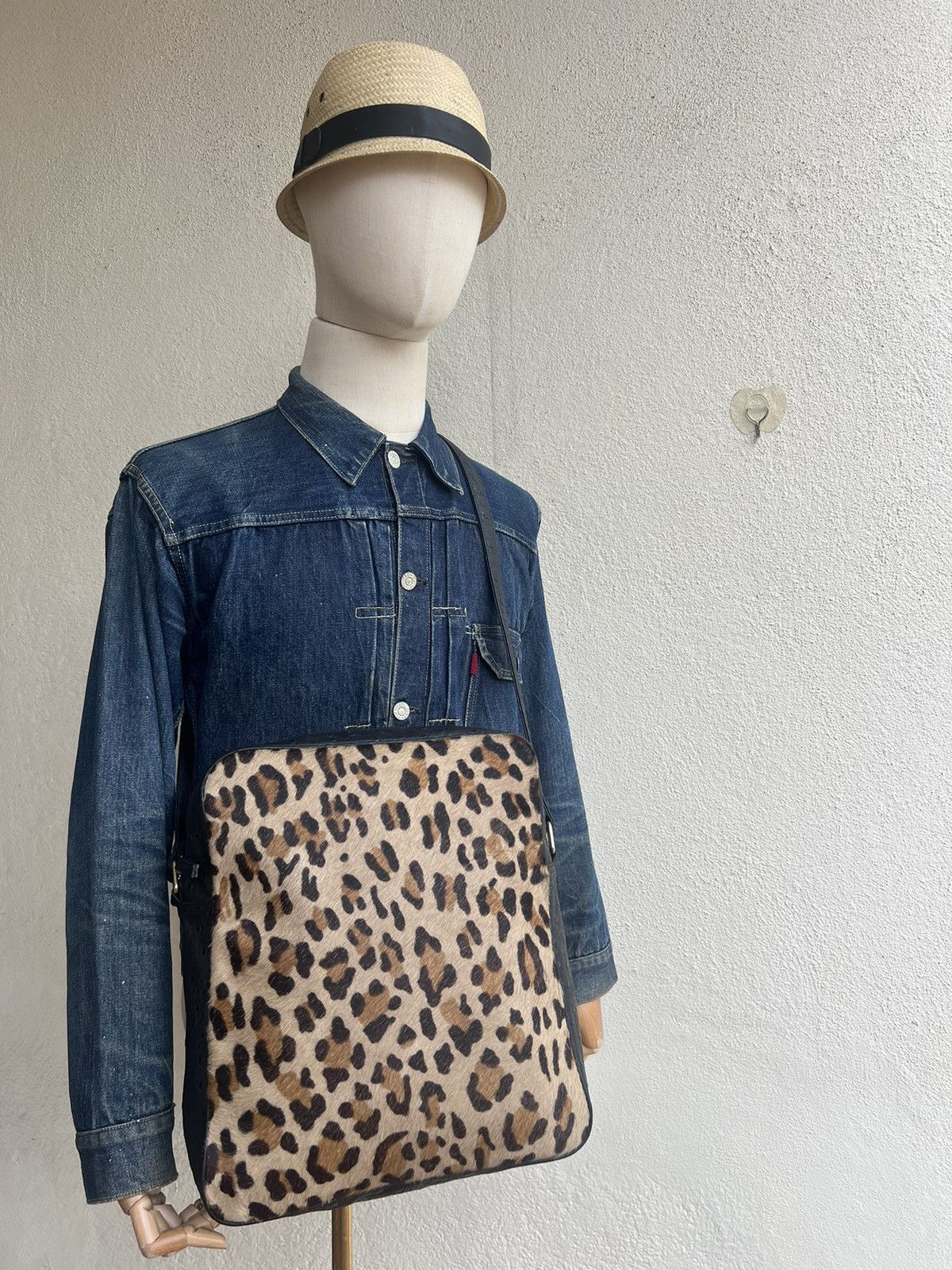 Leather Vintage GK Japan Leopard Ostrich Leather Bag Size ONE SIZE - 2 Thumbnail