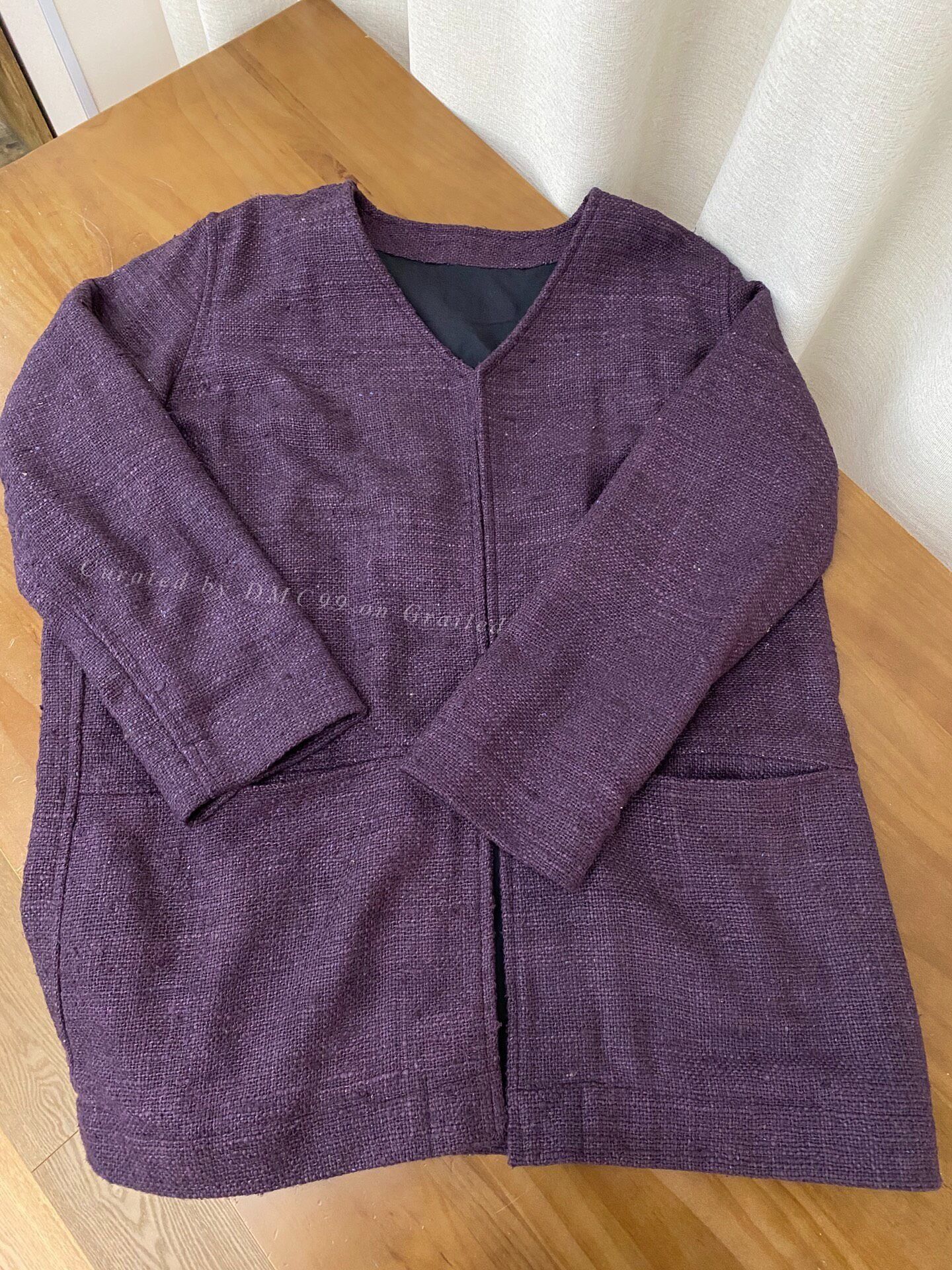 Other Deep Purple Tussah Silk V-Neck Coat Size M / US 6-8 / IT 42-44 - 1 Thumbnail