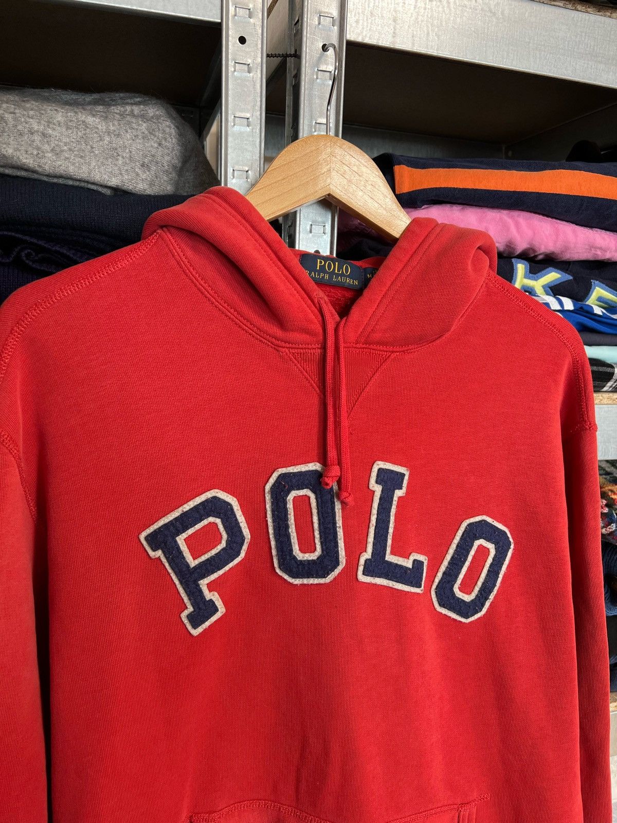 Polo Ralph Lauren × Vintage Vintage Polo Ralph Lauren Big Logo Red Hoodie Size M USA Size US M / EU 48-50 / 2 - 2 Thumbnail