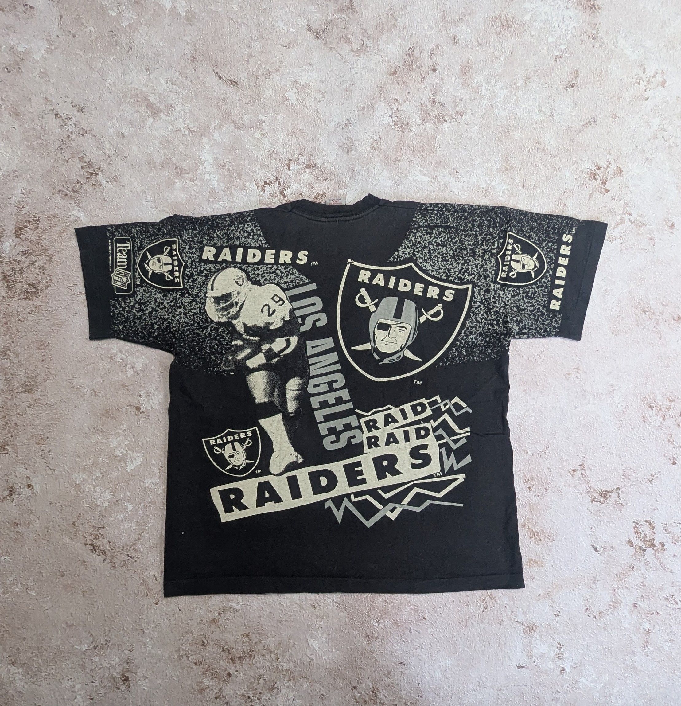 Vintage Los Angeles Raiders 1992 AOP Print Vintage 90s Boxy Rare Size US XL / EU 56 / 4 - 3 Thumbnail