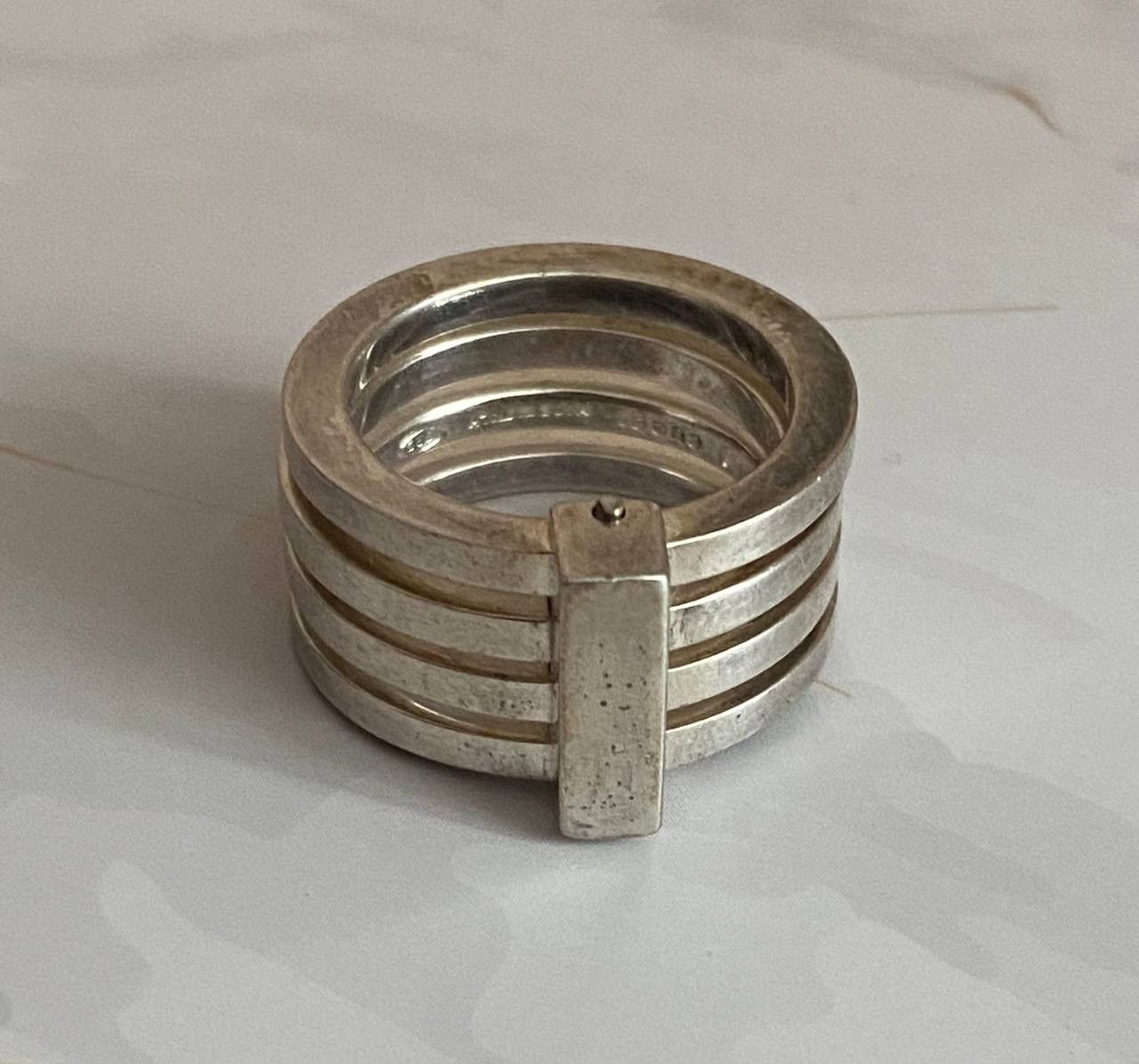 Gucci 🇮🇹 Gucci Ring 4 Bands Sterling Silver 925 Made Italy Vintage Size ONE SIZE - 2 Thumbnail