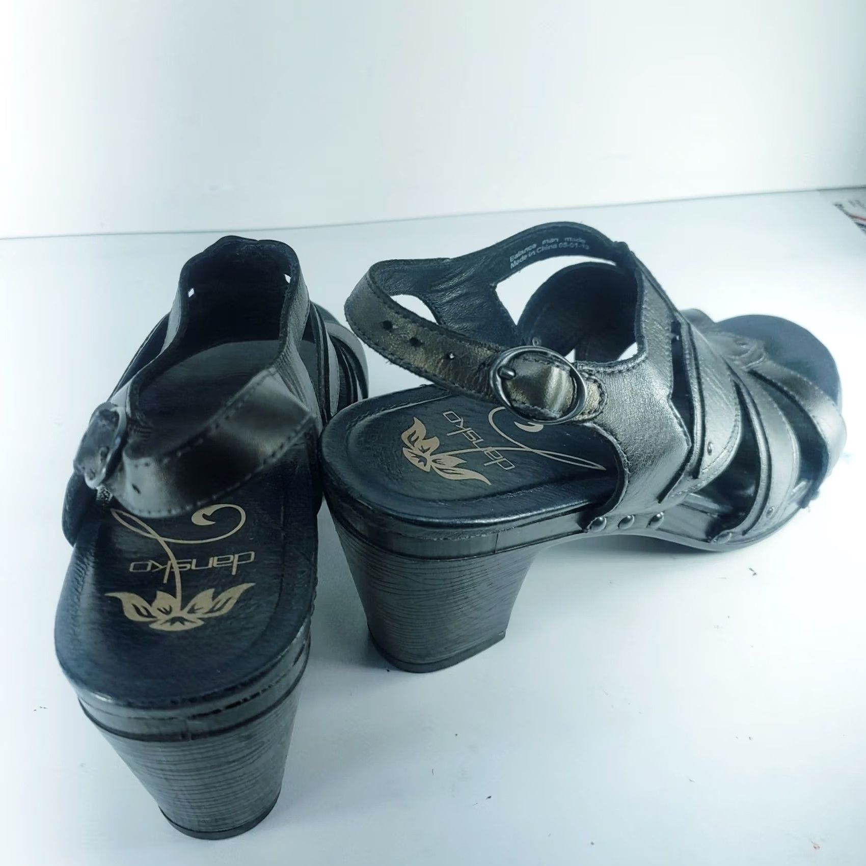Dansko Dansko Black Leather Heeled Sandals Open Toe Ankle Strap Women's US 8-8.5 EU 39 Size US 8.5 / IT 38.5 - 4 Thumbnail