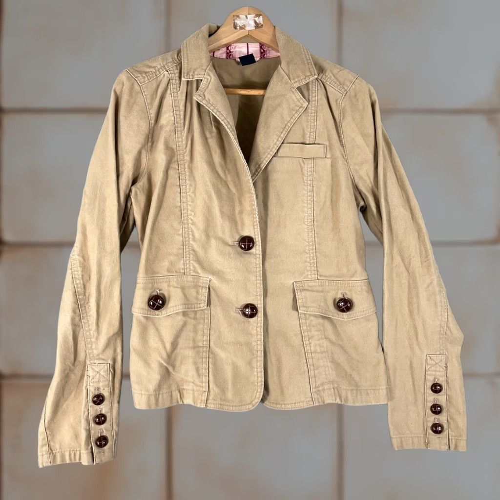 Gap Gap Womens 10 Tan Brown Cotton Blazer Jacket Vintage Size L / US 10 / IT 46 - 1 Thumbnail