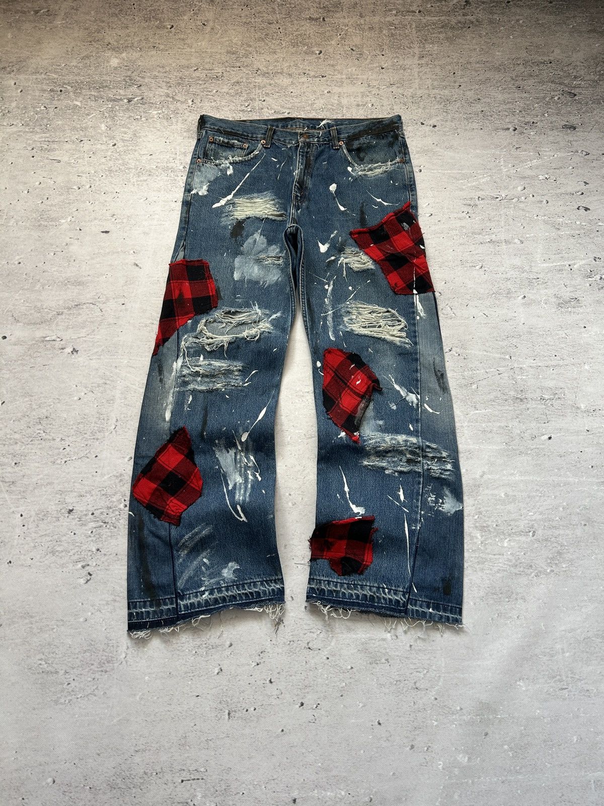 Levi's Vintage Clothing 💥Y2k Vintage Levis Distressed Wide Leg Flared Jeans Japan💥 Size US 36 / EU 52 - 1 Thumbnail