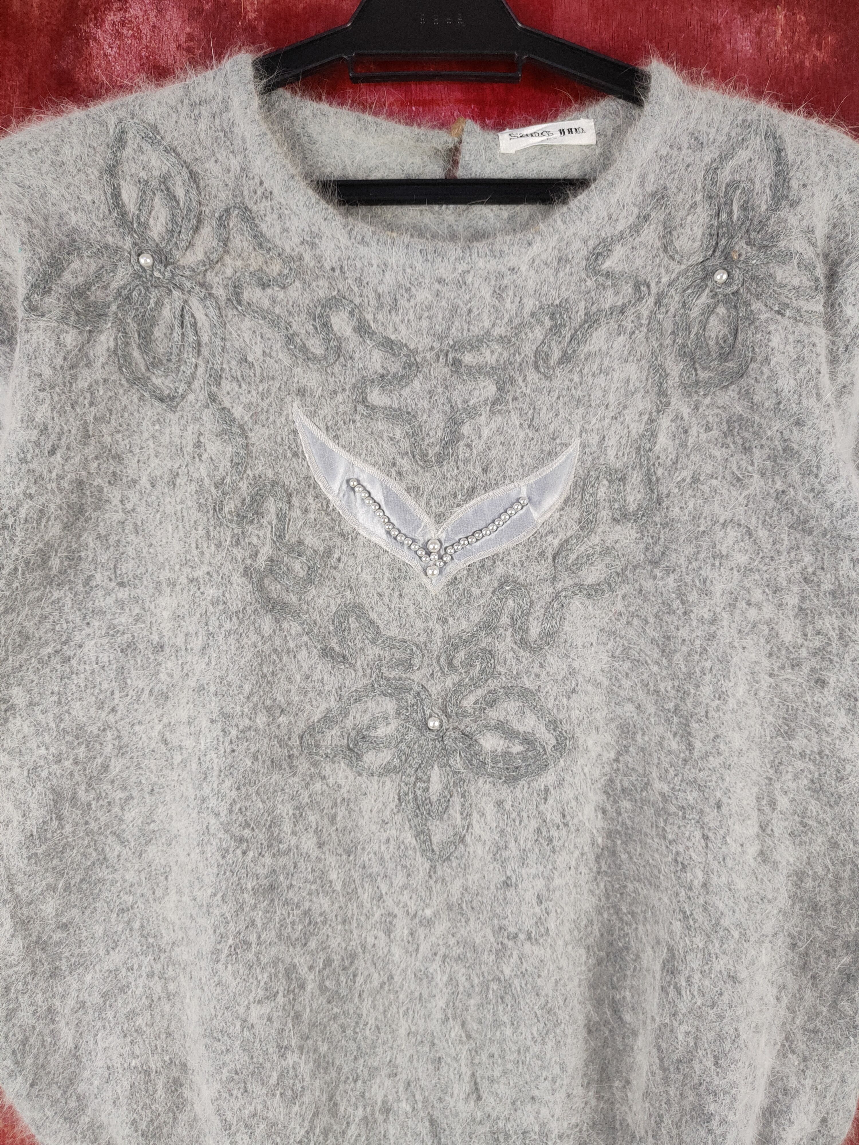 Homespun Knitwear × Japanese Brand × Vintage Sado Im Gray Shag Shaggy Fur Mohair Knitwear #S2104 Size S / US 4 / IT 40 - 2 Thumbnail