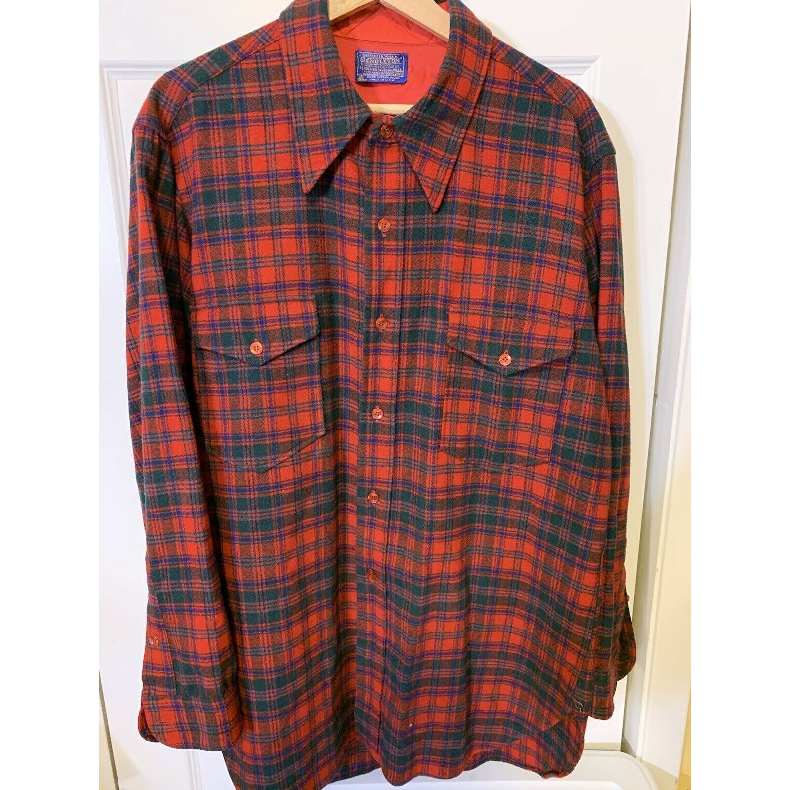 Pendleton Vintage Pendleton Men’s 17 1/2 Red Plaid Virgin Wool Shirt U Size US L / EU 52-54 / 3 - 3 Thumbnail