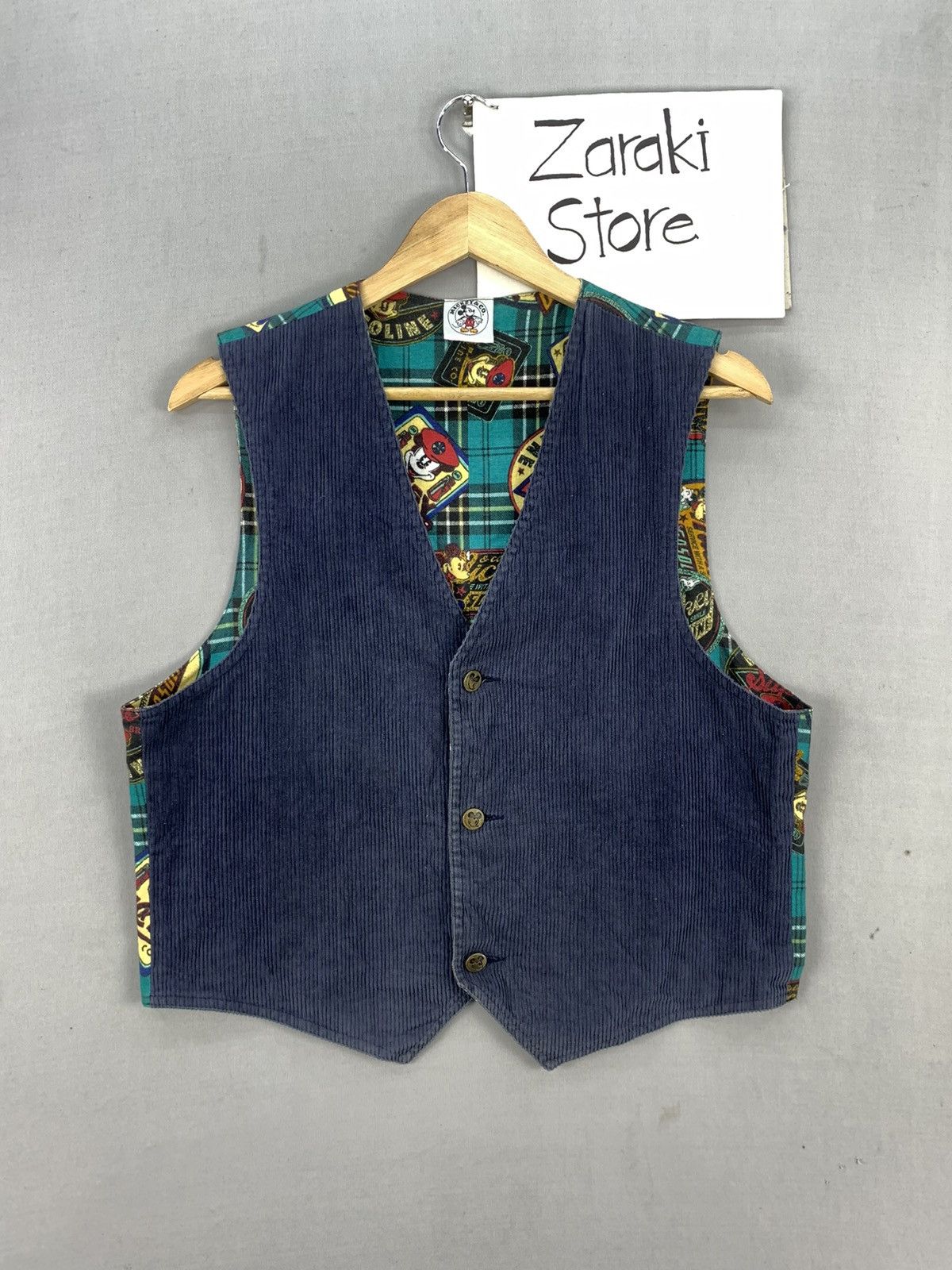 Disney Vintage 90s Corduroy Hybrid Vest Disney Mickey & Co Jacket Size US M / EU 48-50 / 2 - 1 Thumbnail