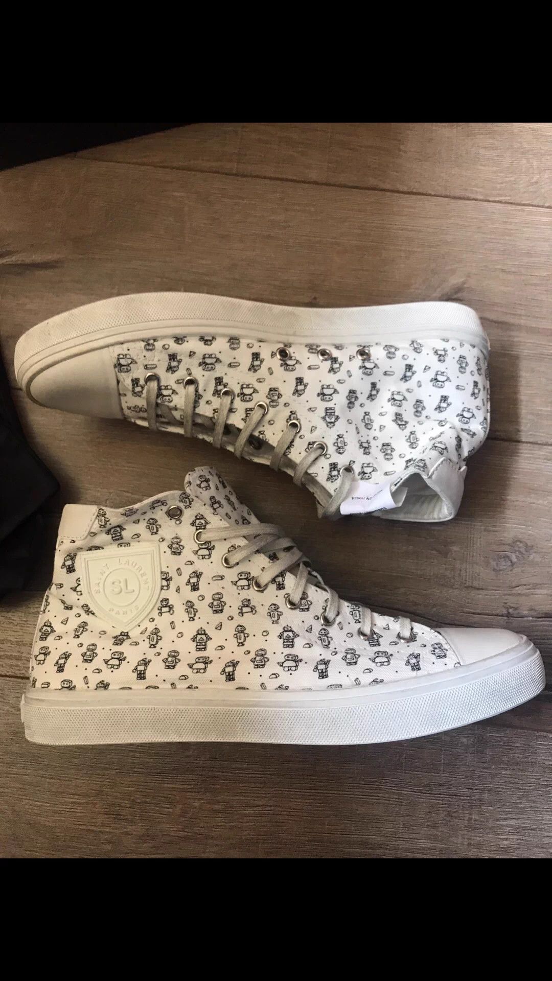 Saint Laurent Paris SLP high-top canvas leather sneakers 42.5 EU Robot Size US 9.5 / EU 42-43 - 7 Thumbnail