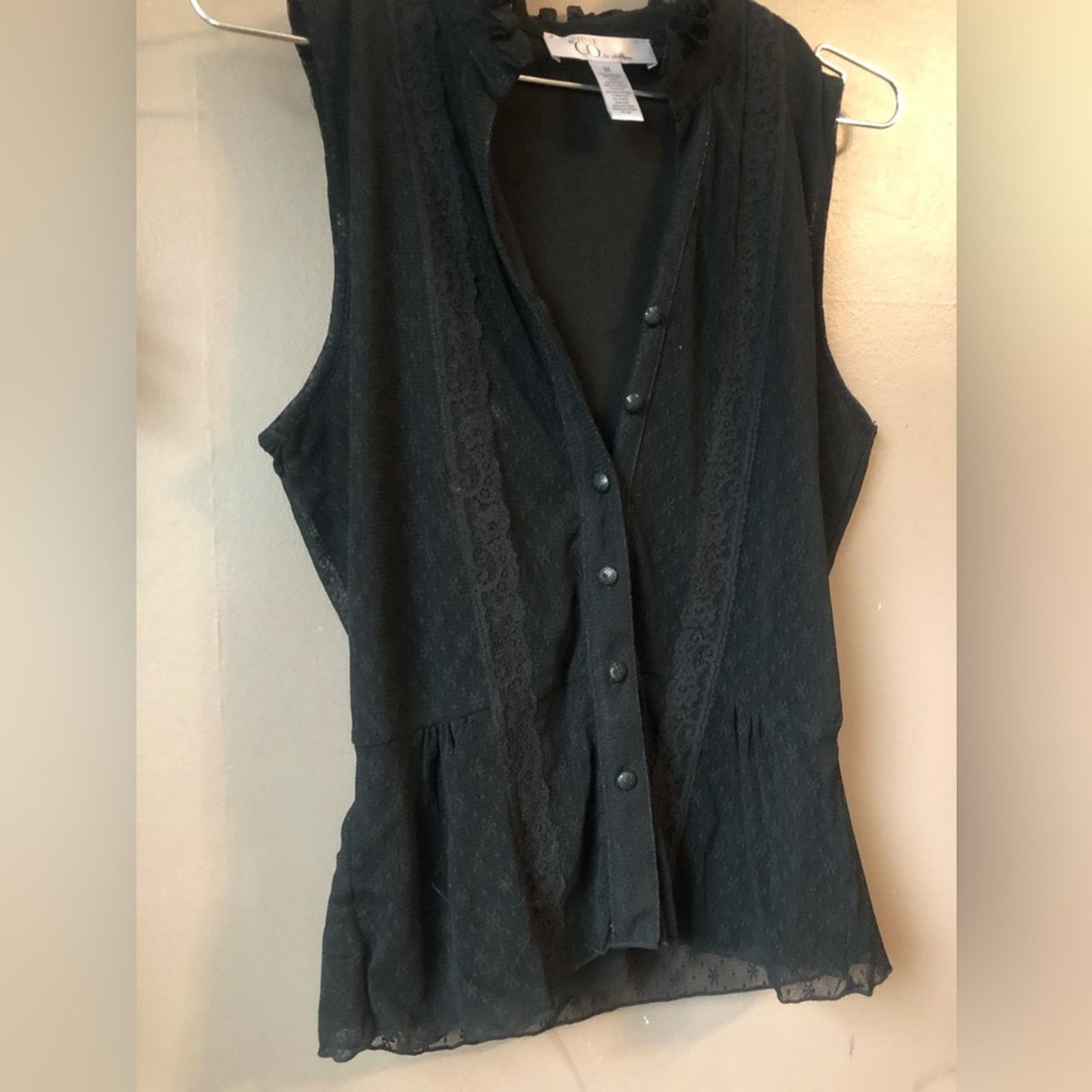 Nine West Lace blouse buttoned sleeveless top Size M / US 6-8 / IT 42-44 - 5 Thumbnail