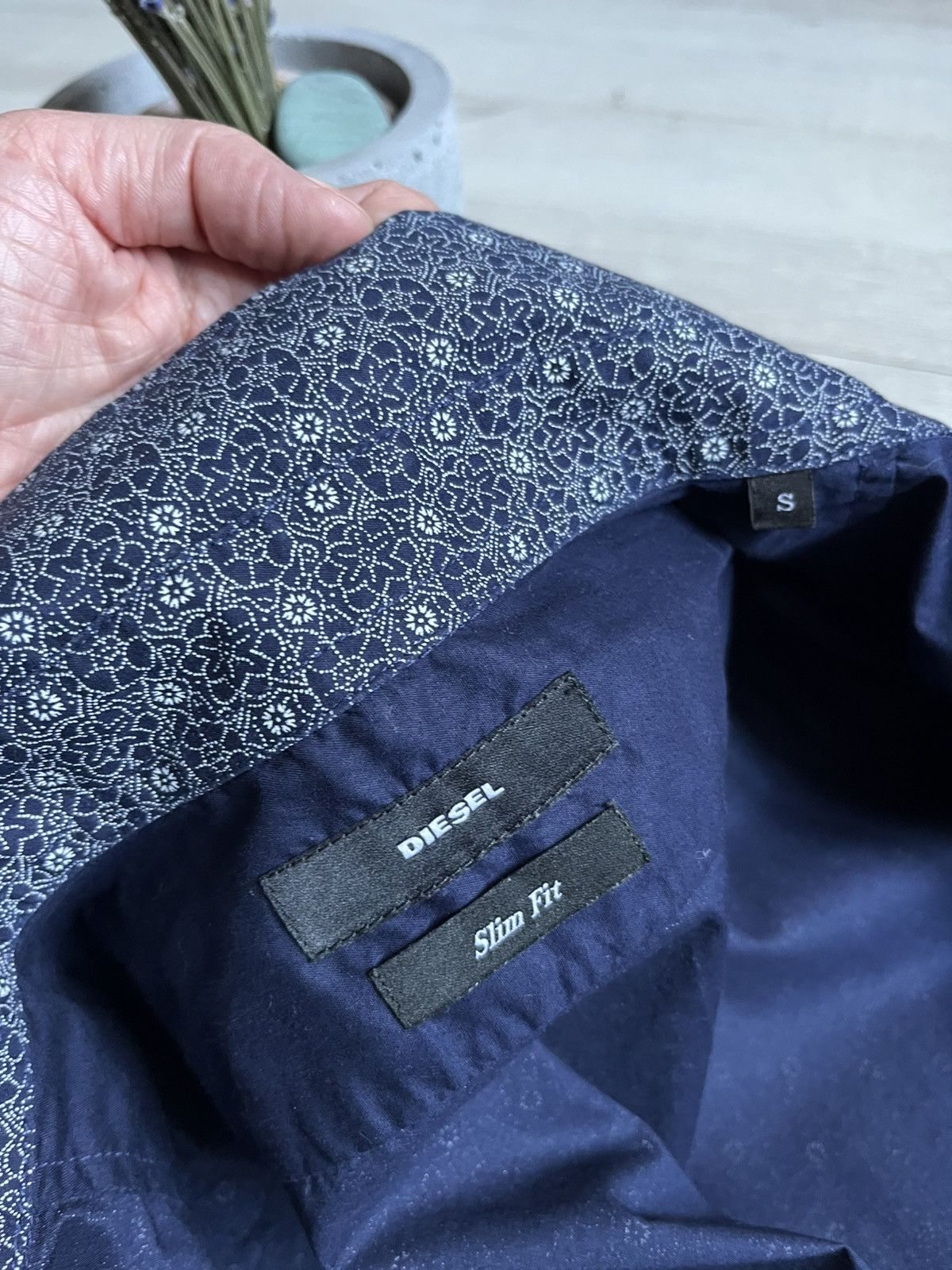 Diesel Diesel slim fit men’s shirt, dark blue color, size S/XS Size US S / EU 44-46 / 1 - 3 Thumbnail