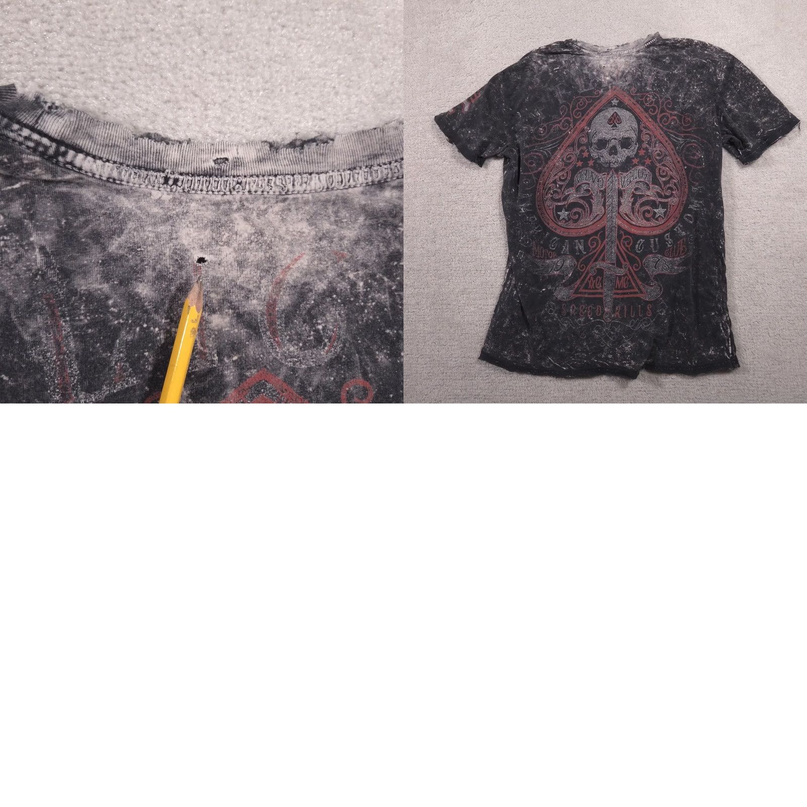 Affliction Affliction American Customs Shirt Mens Large Gray Reversible Skull Biker Tee Size US L / EU 52-54 / 3 - 9 Thumbnail