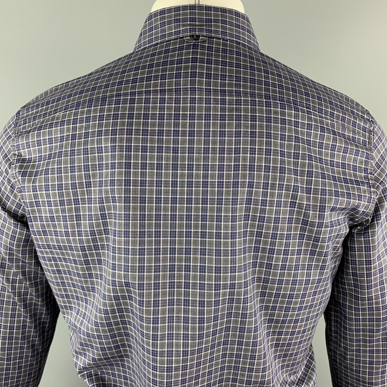 Yves Saint Laurent YVES SAINT LAURENT S Grey Navy Plaid Button Down Shirt Size US S / EU 44-46 / 1 - 4 Thumbnail