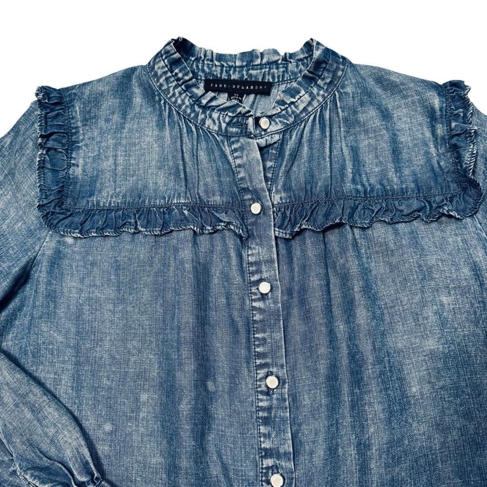 Other NWT New Jane And Delancey Blue Denim Chambray Ruffle Shirt Size XS / US 0-2 / IT 36-38 - 6 Thumbnail