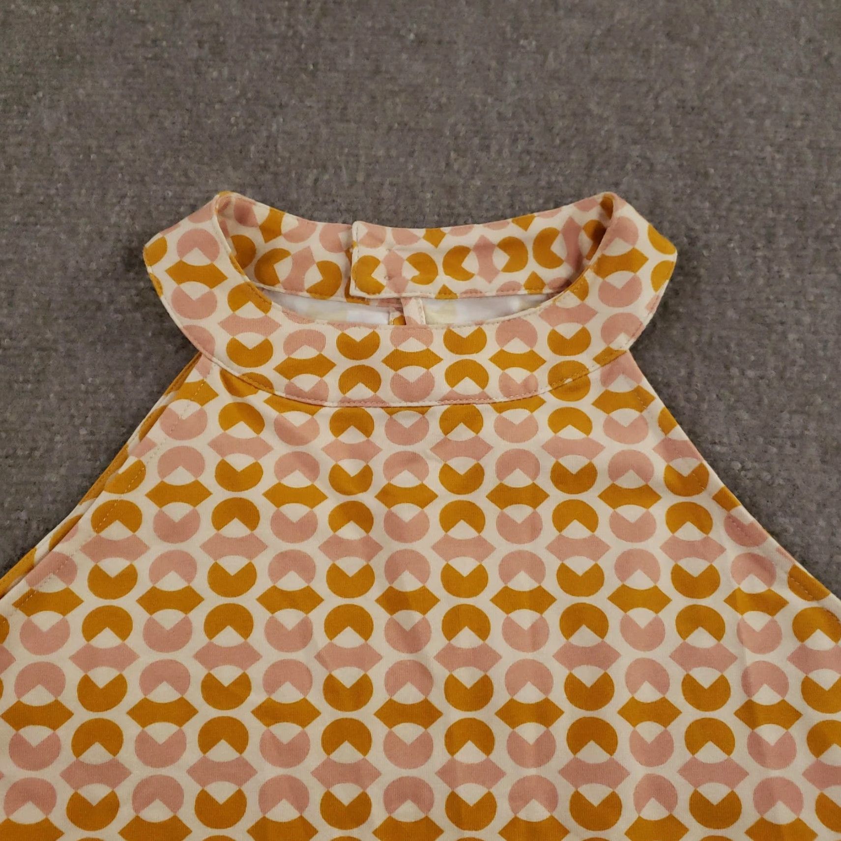 Vintage Spartina 449 Dress Womens Small Pink Yellow Ollie Geo Gabbi Halter Knit A-Line/Shift Sleeveless 95% Cotton 5% Spandex Spring/Summer Womens Size S / US 4 / IT 40 - 7 Thumbnail