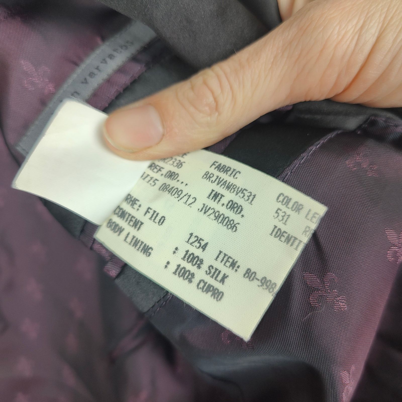 John Varvatos John Varvatos Silk Blazer Mens 44 Black Purple Micro Floral Size 44R - 12 Thumbnail