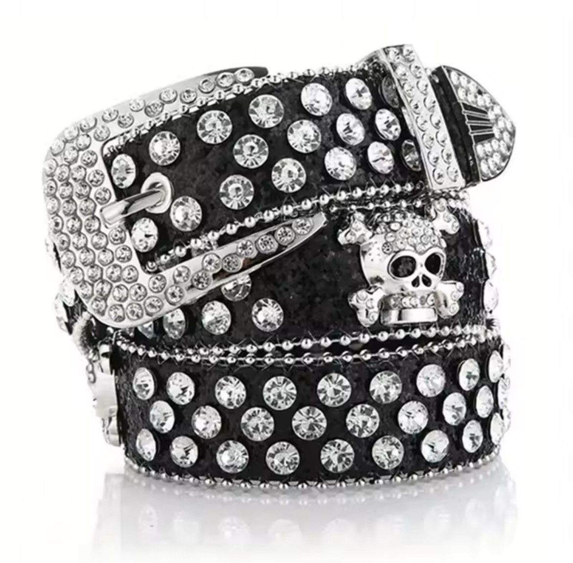 Japanese Brand × Vintage Rhinestone Skull Rivet Belt Size ONE SIZE - 1 Thumbnail