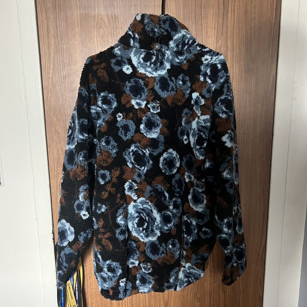 image of Napa By Martine Rose Zip Up Flower Fleece in Black, Men's (Size Small)