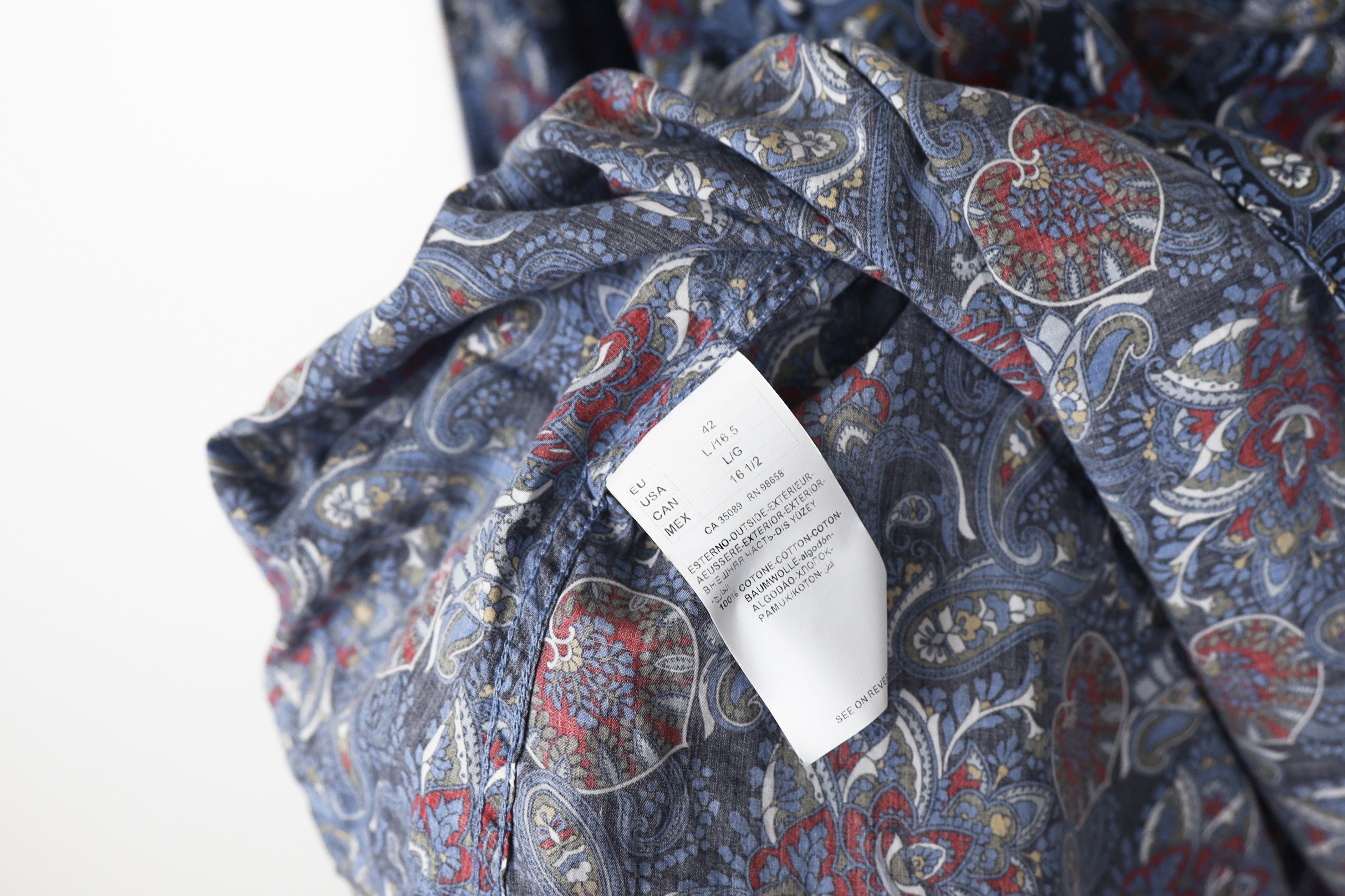 Paul & Shark Paul & Shark Navy Red Fancy Paisley Abstract Pattern Shirt Size US XL / EU 56 / 4 - 13 Thumbnail