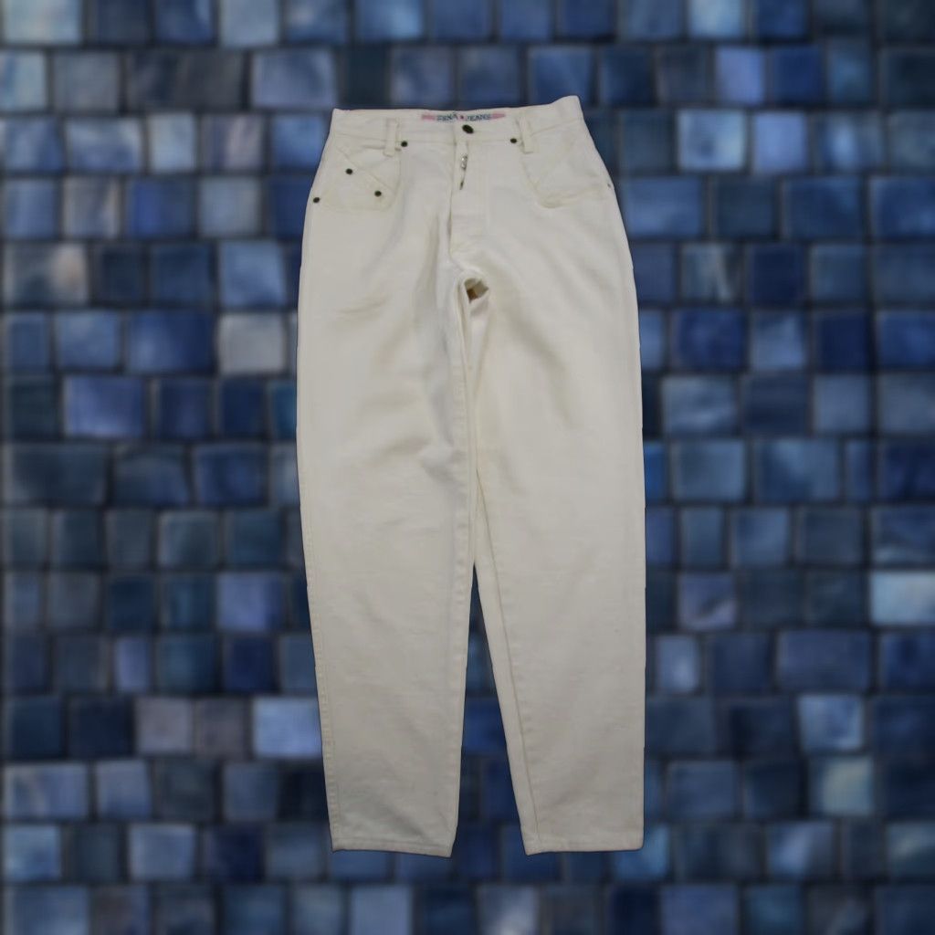 Vintage VINTAGE ZENA Jeans 90s High Rise Button Fly White Denim Mom Style Size 9 Womens Size 30" / US 8 / IT 44 - 1 Thumbnail
