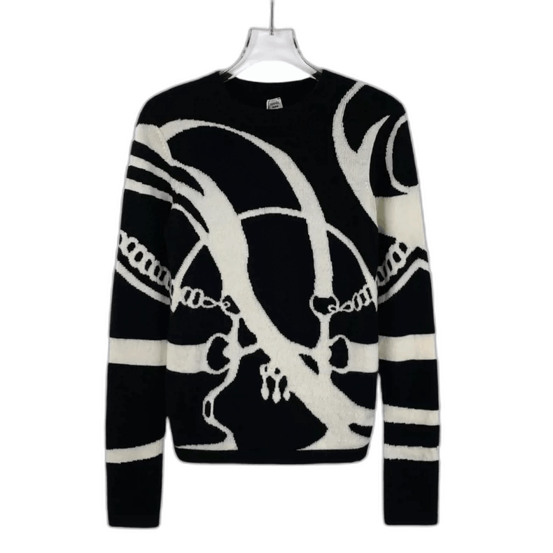 Hermes Hermes Black Patterned Long Sleeve Sweater Size XS / US 0-2 / IT 36-38 - 1 Thumbnail