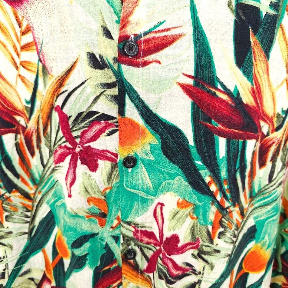 Vintage Jogal Hawaiian Shirt Mens 2XL Button-Down Collar Short Sleeve Floral All Over Print Ivory Cotton Blend Modern Casual Surfing Hawaii Size US XXL / EU 58 / 5 - 3 Thumbnail