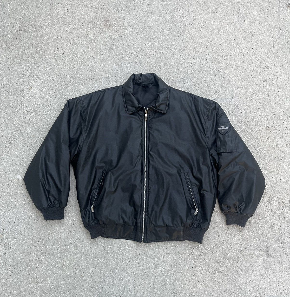 image of Formula Uno x Mercedes Benz Vintage Mercedes Benz Formula One Racing Black Bomber Jacket (Size XL)