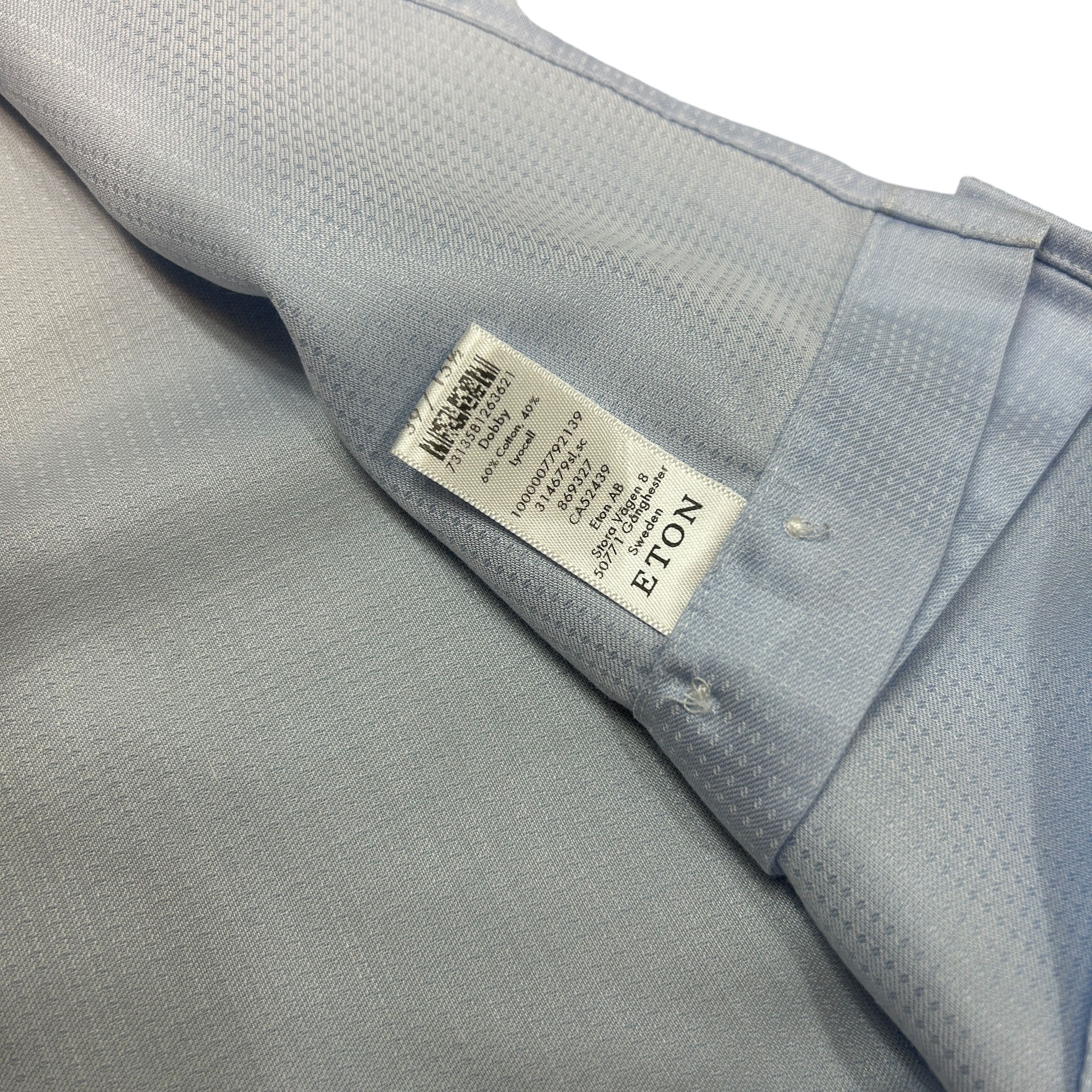 Eton Eton Dobby Blue Slim Fit Cotton Lyocell Shirt 15.5 39 Size US M / EU 48-50 / 2 - 6 Thumbnail