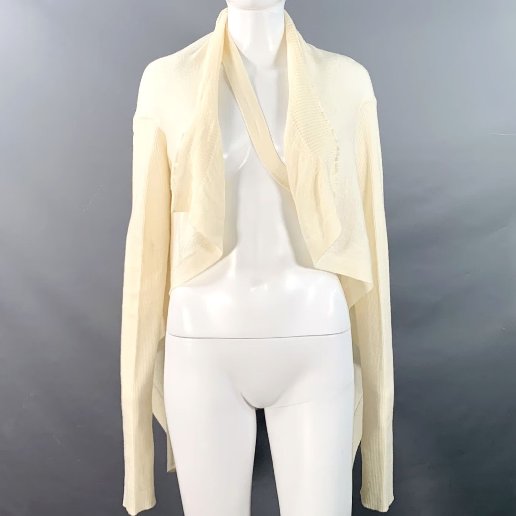 Rick Owens RICK OWENS Vintage SS08 Cream Merino Wool Knit Distressed Cardigan - Womens M Cardigan Knit Wool Cream Distressed SS08 Vintage Size M / US 6-8 / IT 42-44 - 2 Thumbnail