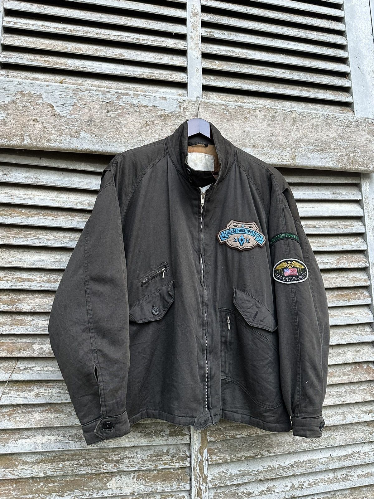 Vintage 👹Vintage Federal Fighting Team Oversized Bomber Jacket Size US XL / EU 56 / 4 - 4 Thumbnail