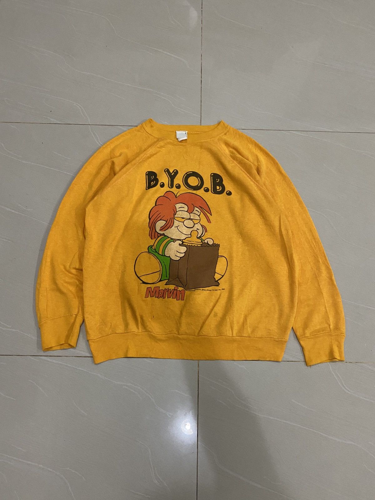Vintage Super Rare 80s Byob Marvin Sweatshirt Size US L / EU 52-54 / 3 - 1 Thumbnail