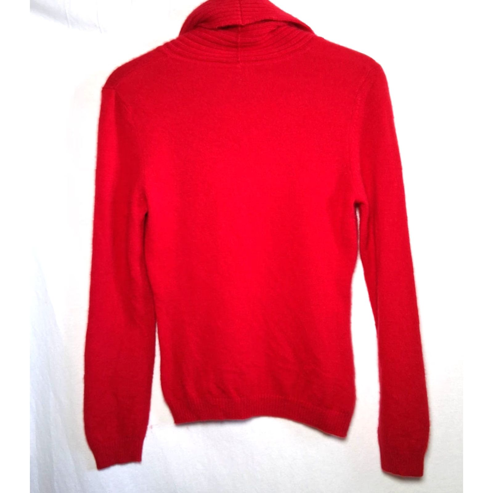 Vintage Prive Cashmere Sweater Women M Red Cowl Neck Soft Knit Pullover Long Sleeve Classic Knit Casual Winter Fall Spring Size M / US 6-8 / IT 42-44 - 2 Thumbnail