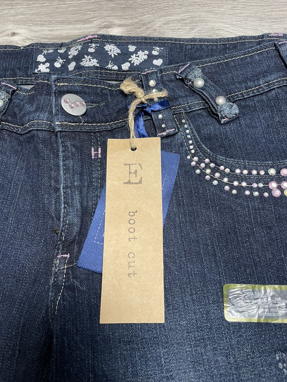 Japanese Brand New Boot Cut Rhinestones Denim Jeans Vintage Y2K 90s Punk Size 38" / US 16 / IT 52 - 10 Thumbnail