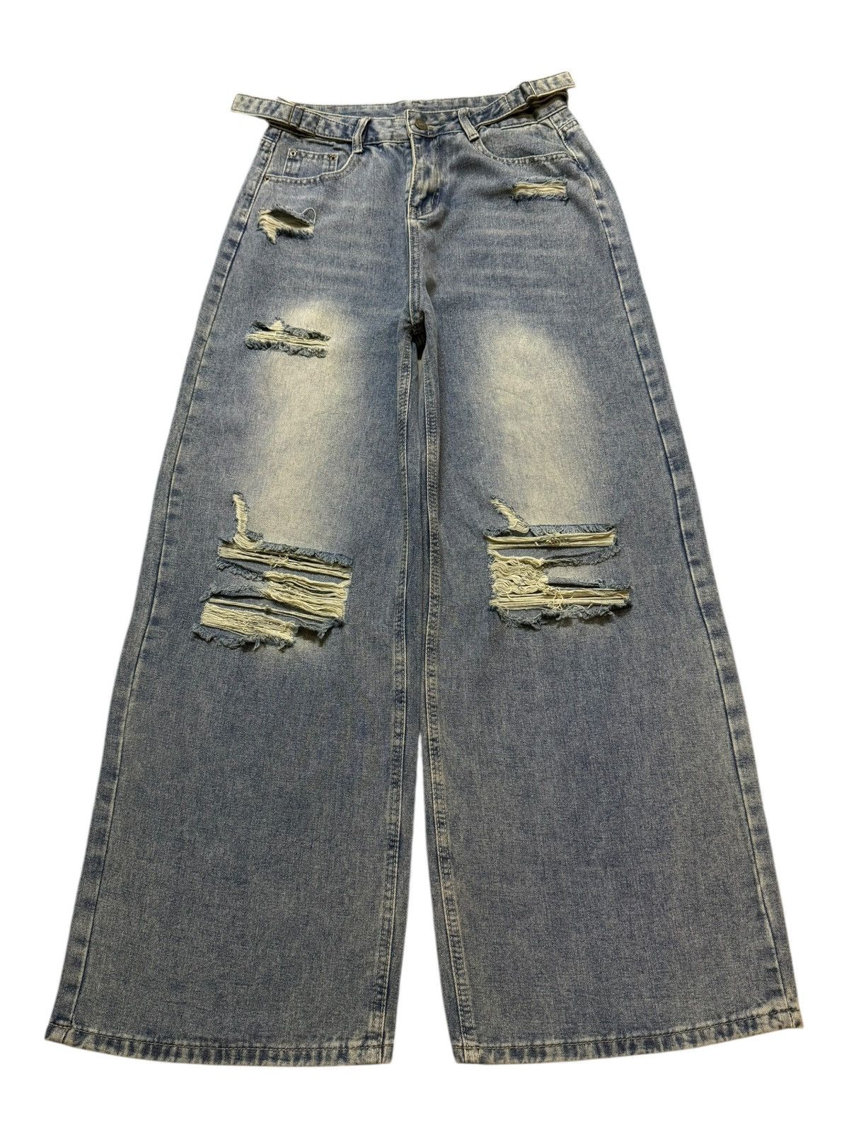 JNCO Vintage Y2K Japanese Brand Faded Wash Ripped Wide Leg Baggy Size US 28 / EU 44 - 1 Thumbnail