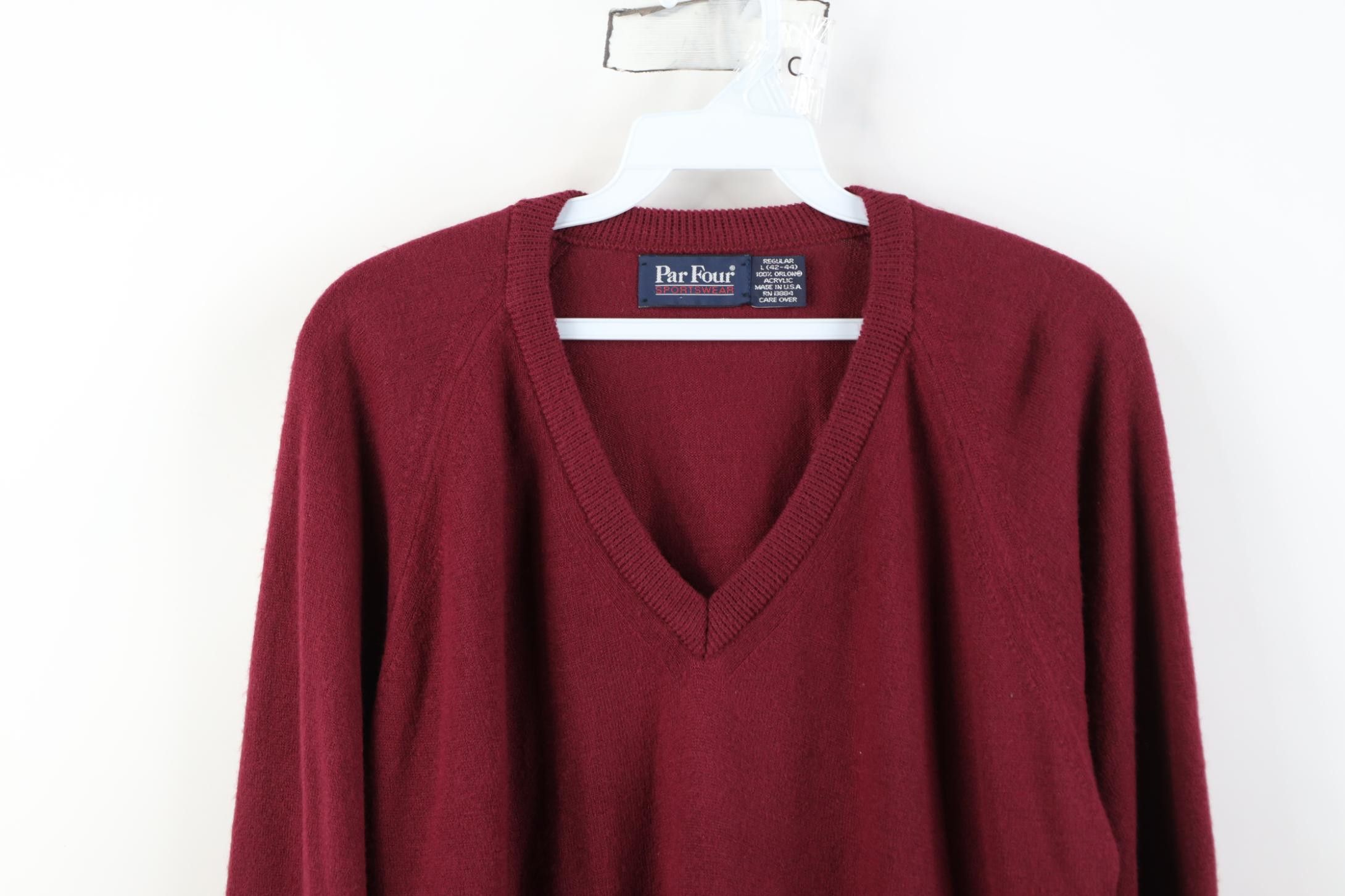 Vintage Vintage 70s Streetwear Soft Knit V-Neck Sweater Maroon USA Size US L / EU 52-54 / 3 - 2 Thumbnail